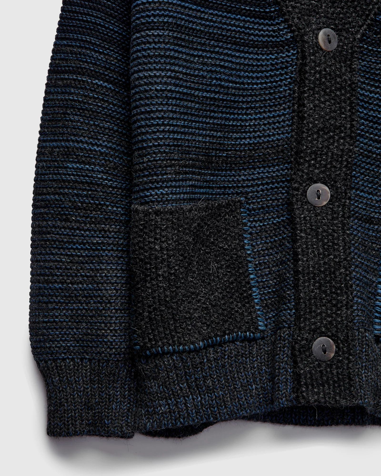 Ren Alpaca Cardigan in Black Dark Indigo - Image 4