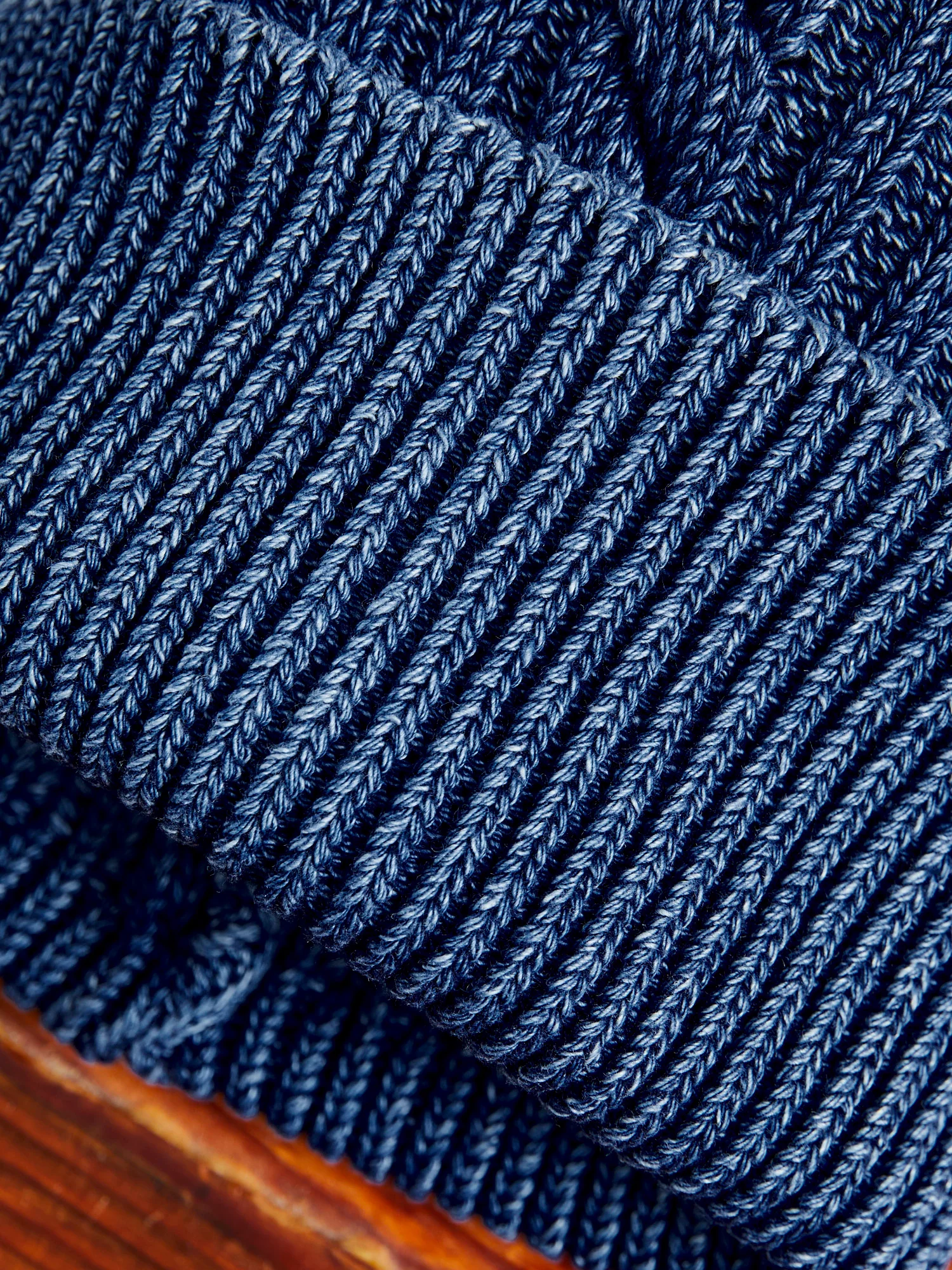 Cable Knit Watch Cap in Indigo - Image 2