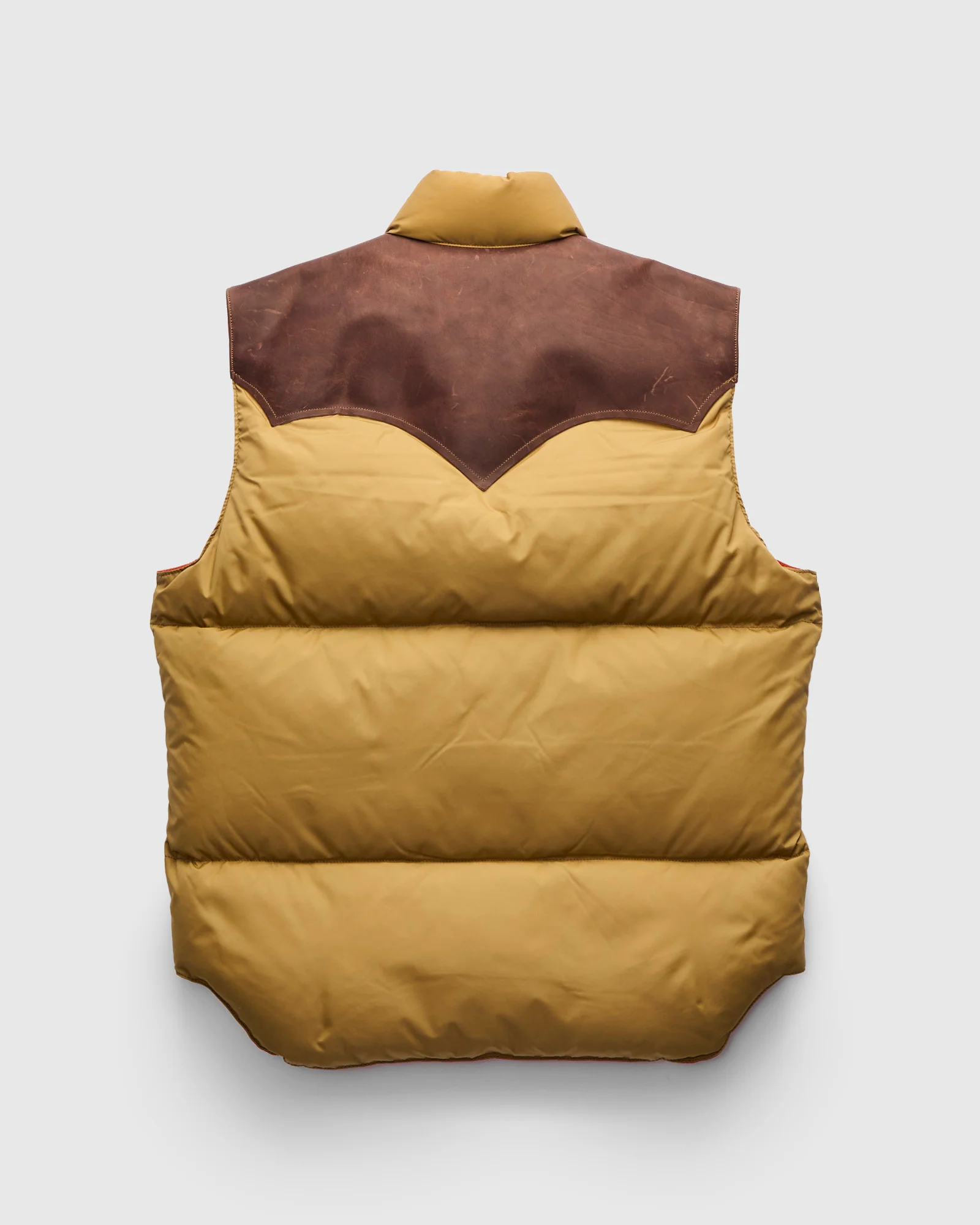 Rocky Mountain Featherbed x Warehouse Nylon Down Vest in Camel - Image 2