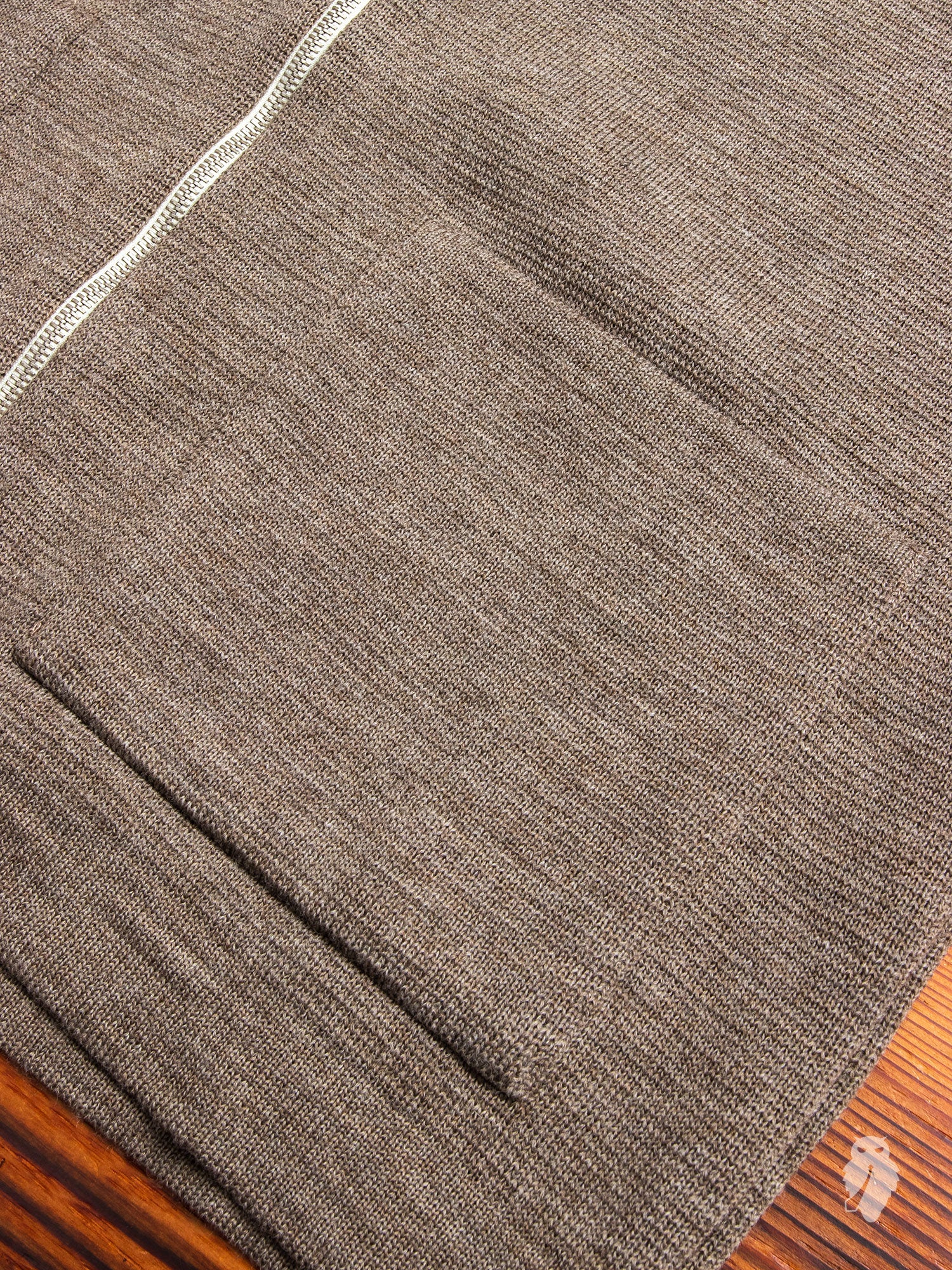 "Roscoff" Shawl Zip Sweater in Beige - Image 4