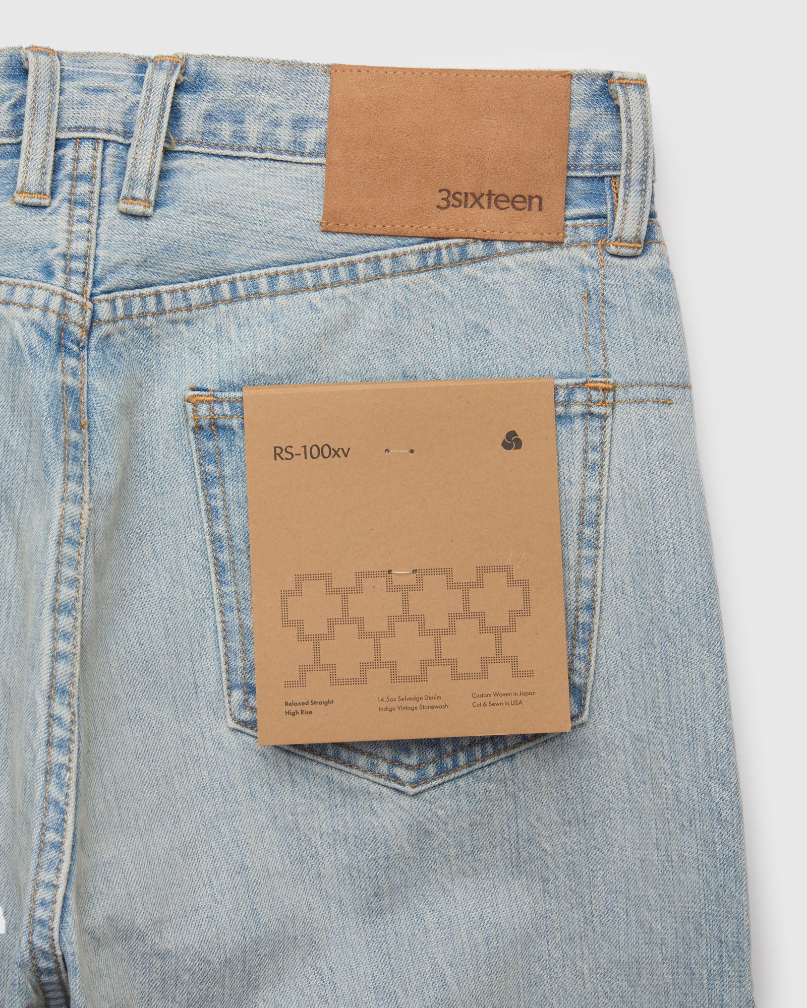 RS-100XV 14oz Vintage Wash Indigo Selvedge Denim - Relaxed Straight Fit - Image 3