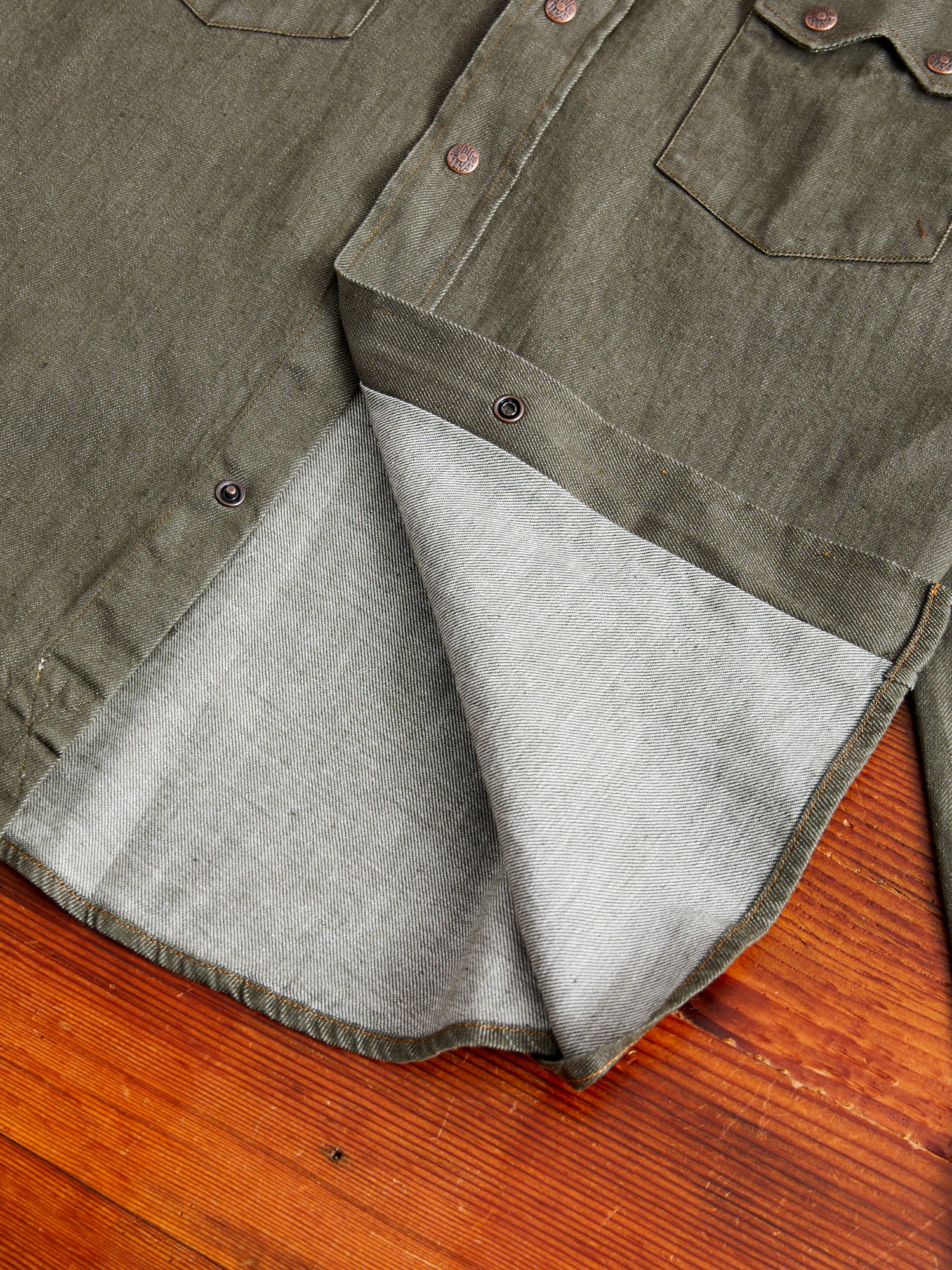 Ryman 7.5oz Denim Shirt in Green - Image 7