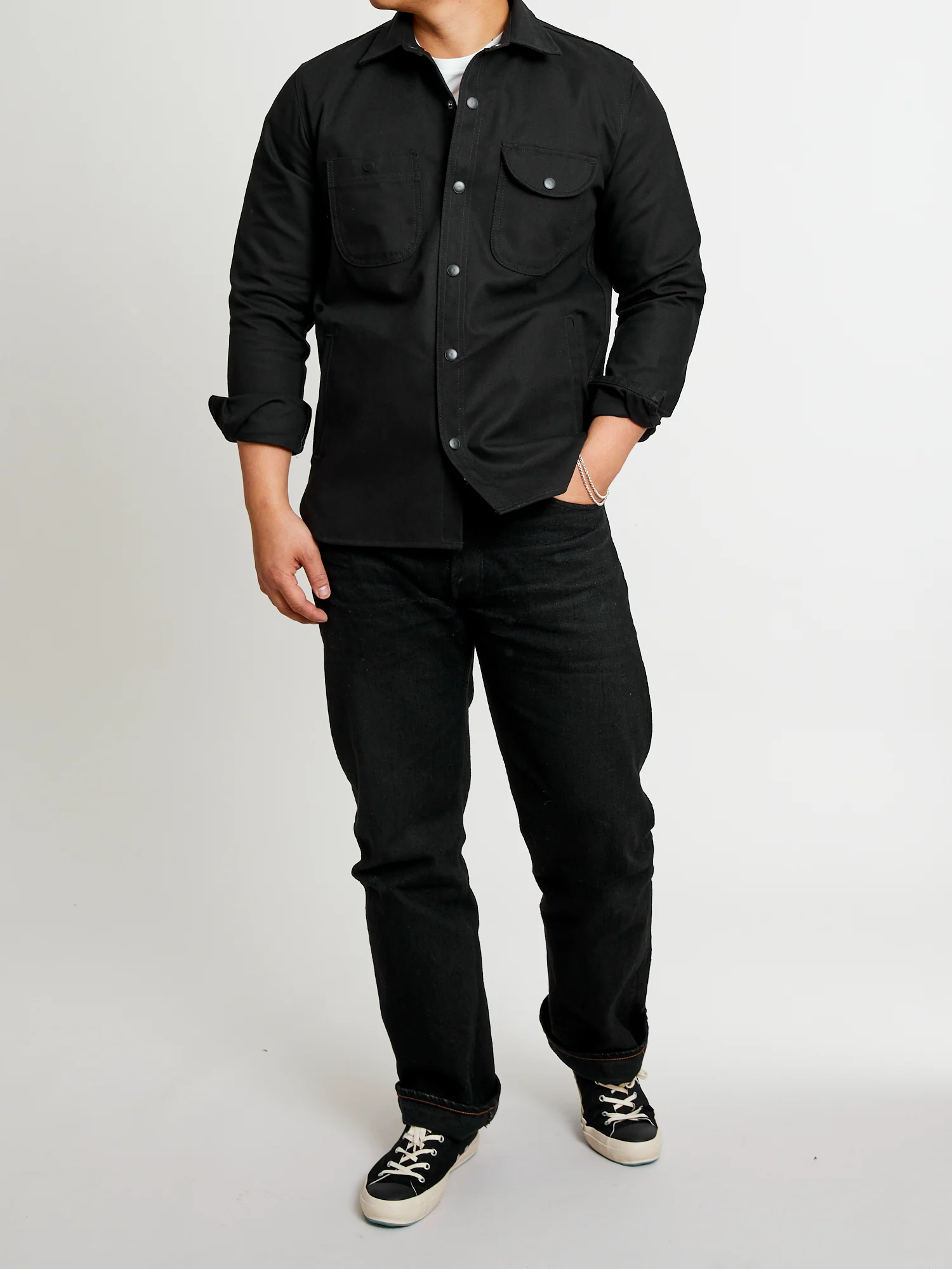 Service Shirt in Black Selvedge Canvas - Image 11