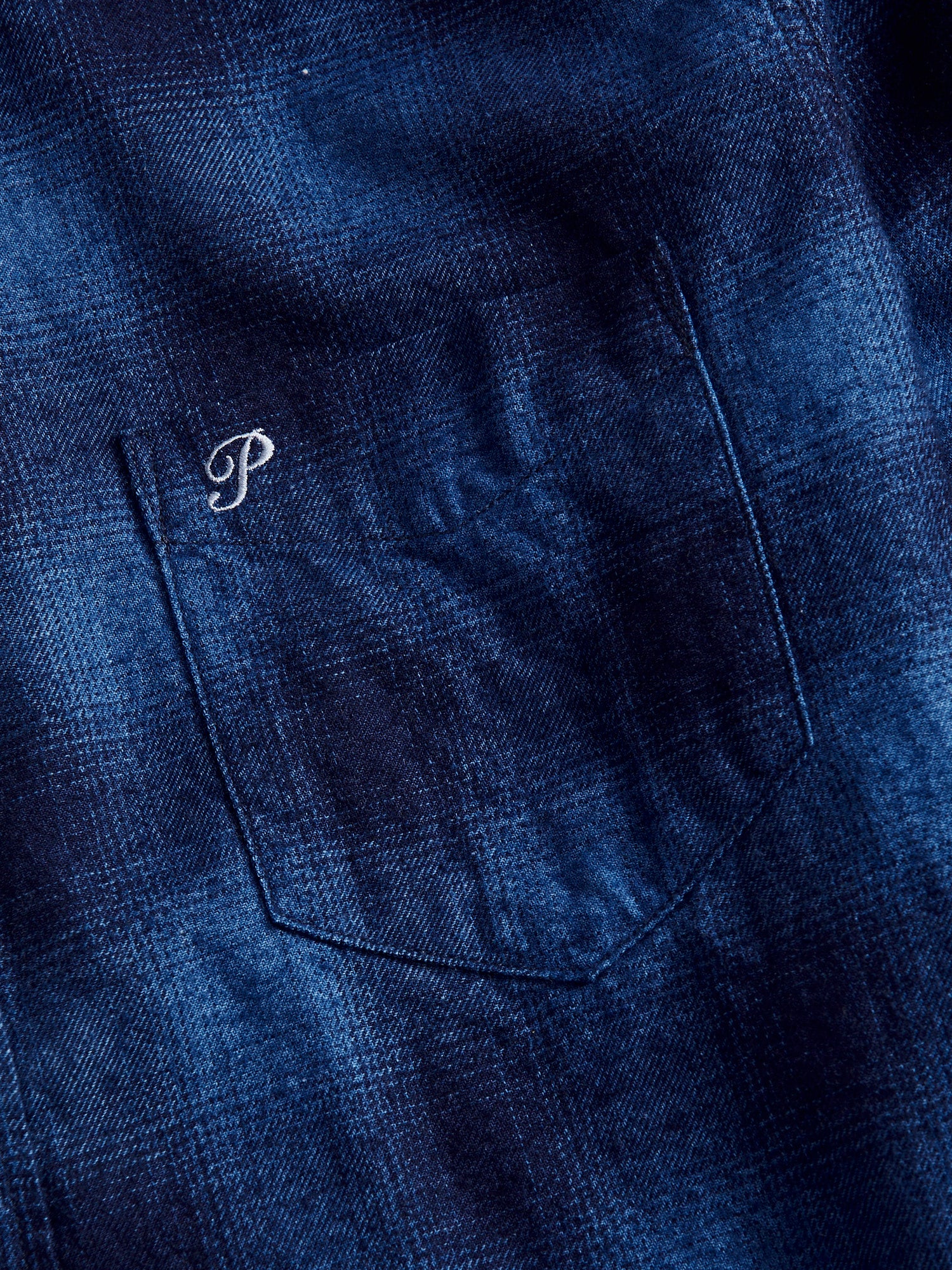 Indigo Check Flannel Shirt in Blue Ombre - Image 4
