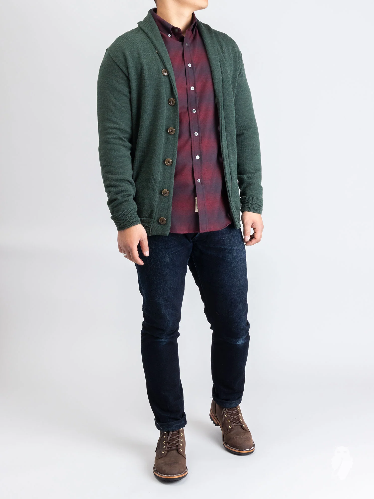 Shadow Plaid Flannel Button-Down Shirt in Red - Image 8