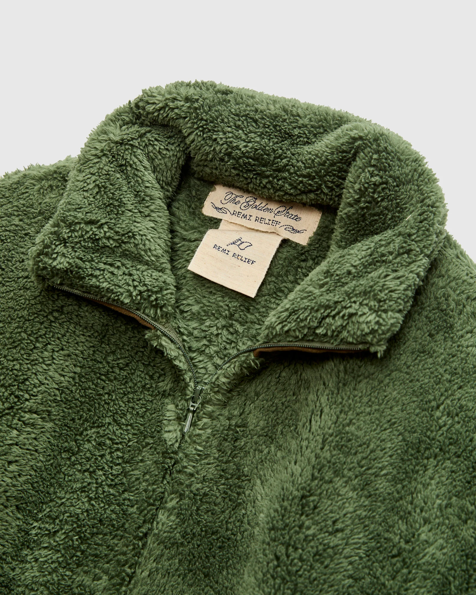Shaggy Fleece Zip Jacket in Khaki - Image 4