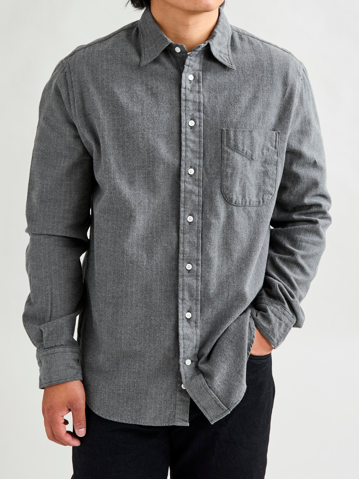 Shetland Herringbone Flannel in Grey - Image 2