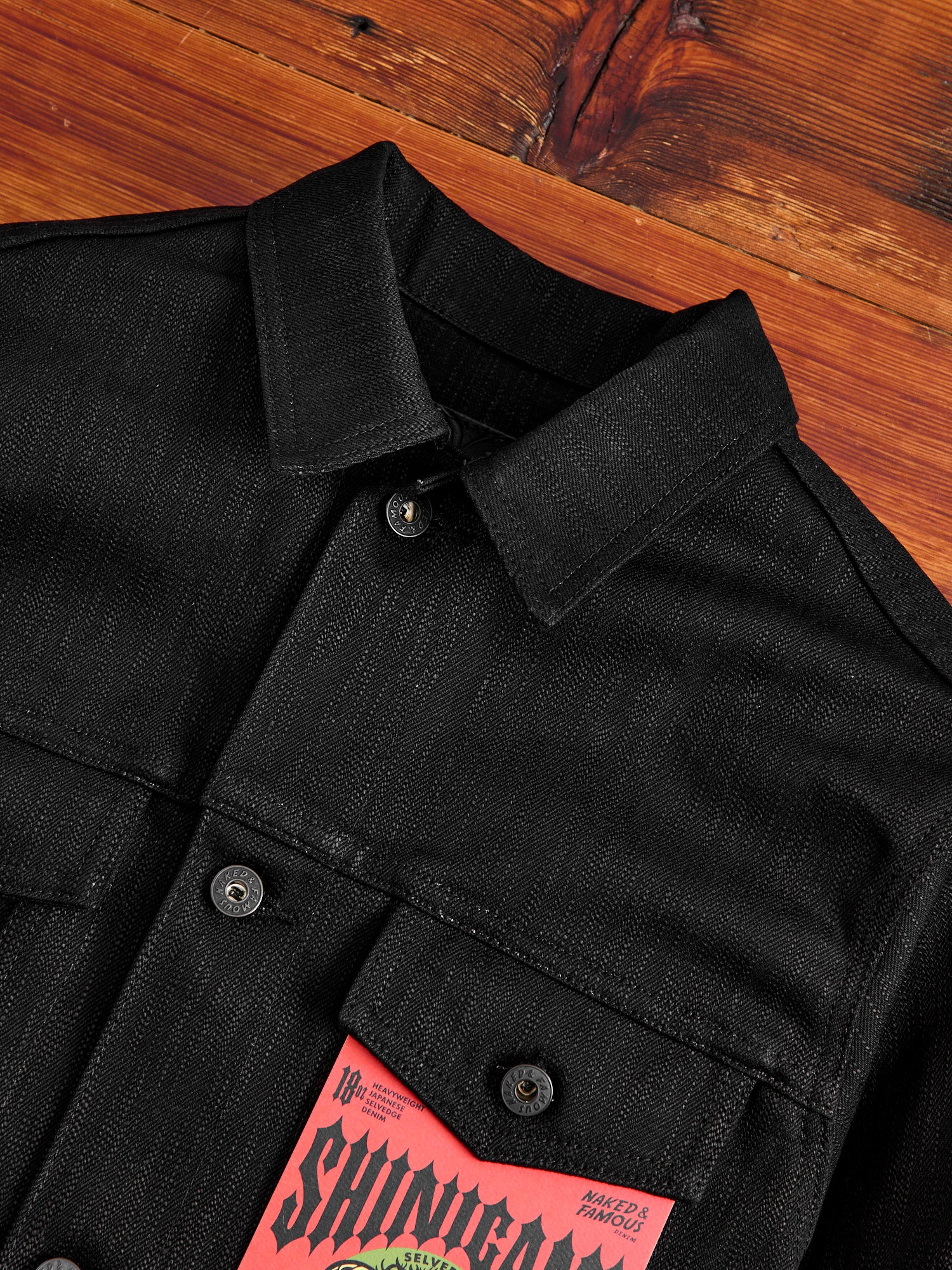 "Shinigami" 18oz Slub Selvedge Black Denim Jacket - Image 5