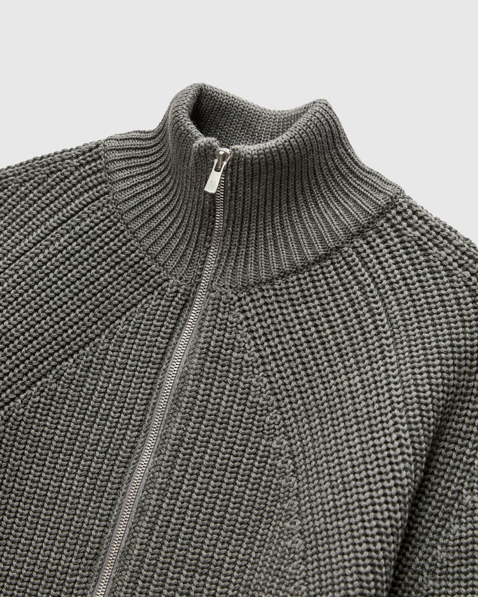 Signature Knit Wool Drivers Zip in Melange Grey - Image 4