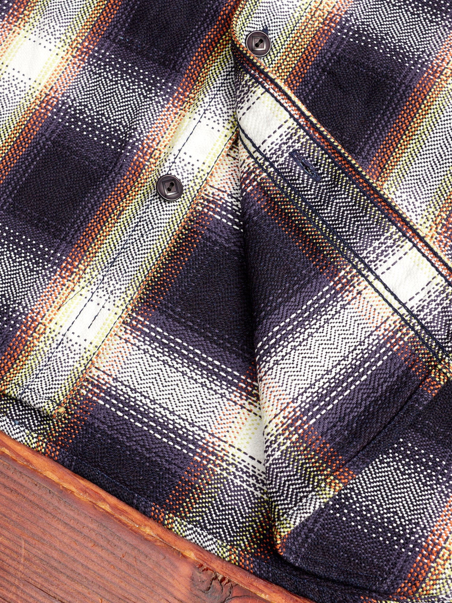 SIN22-02W Rope Dyed Flannel Shirt in Indigo/White - Image 7