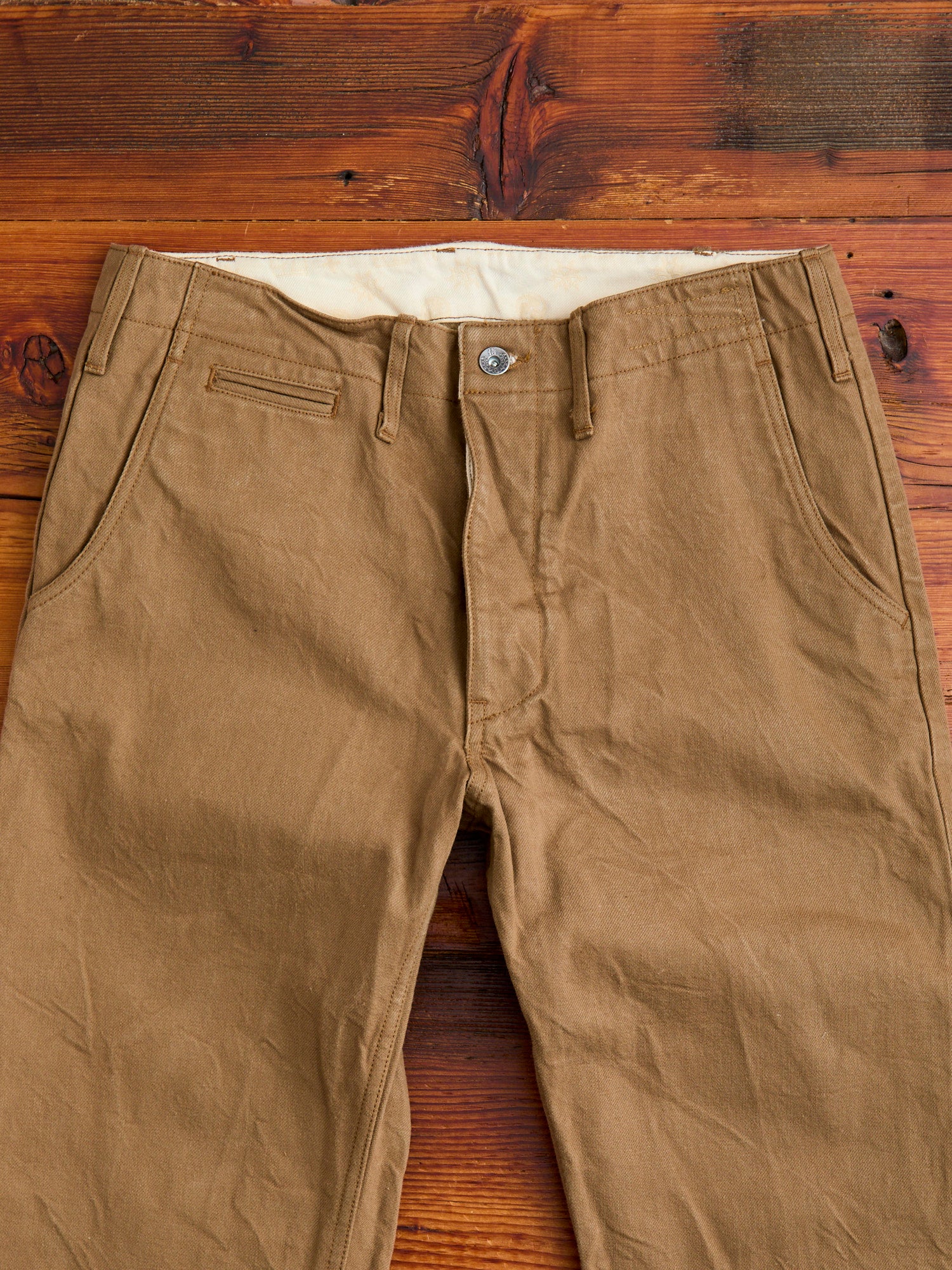 SJ452CP 15oz Selvedge Heavy Chinos in Khaki - Image 3