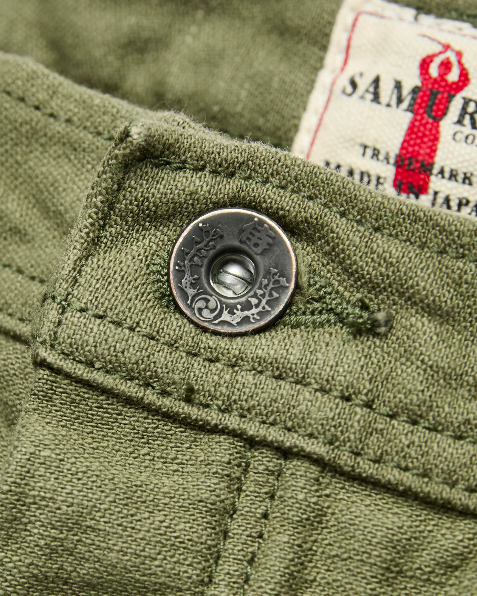 SJ52BP 15oz Heavyweight Selvedge Baker Pants in Olive - Image 4