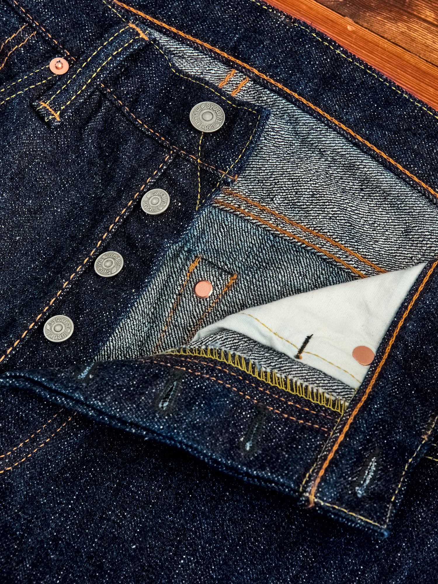 SLB-003 16.5oz Rinsed Selvedge Denim - Regular Straight Fit - Image 9