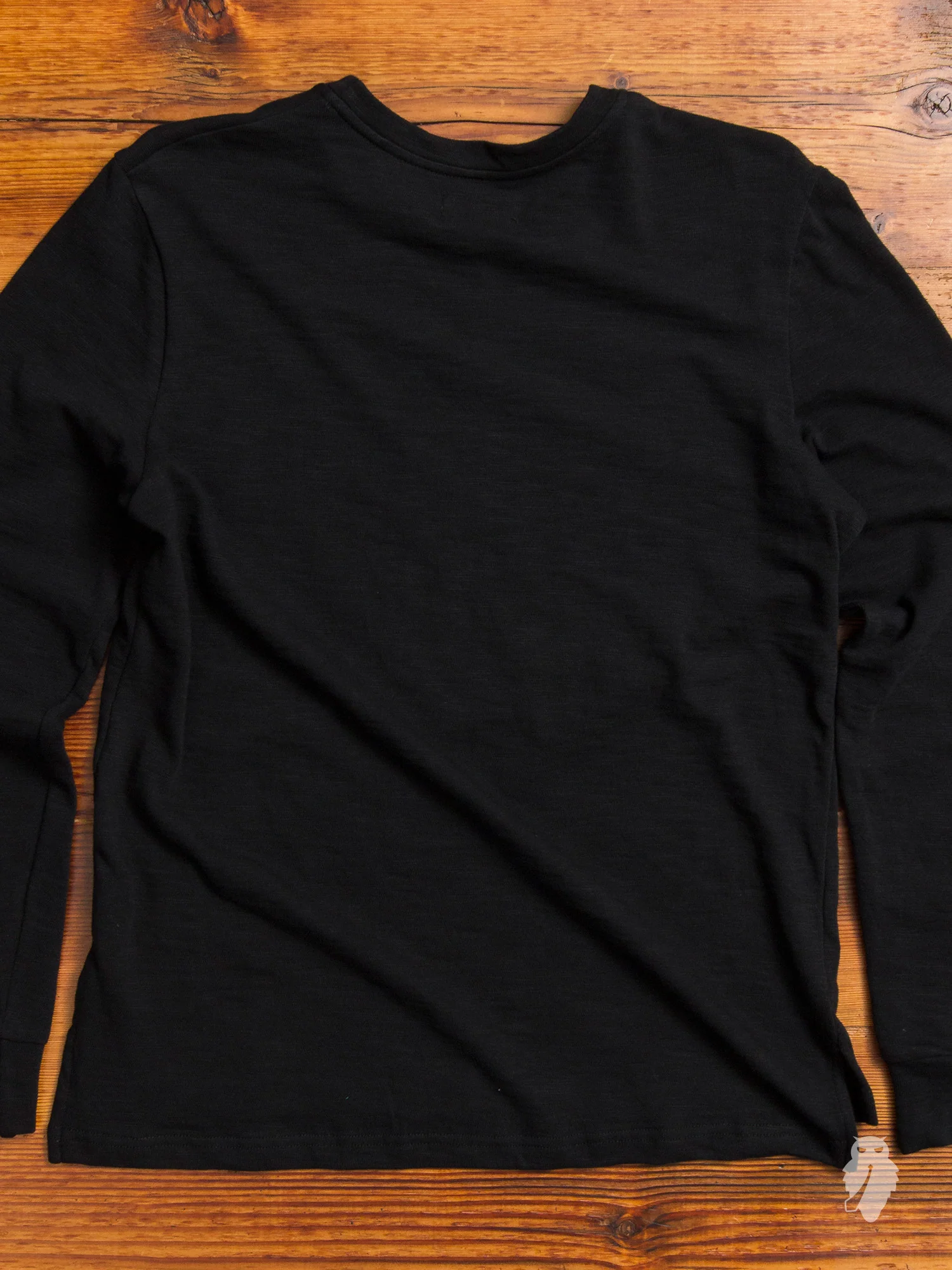 Slub Long Sleeve T-Shirt in Double Black - Image 6