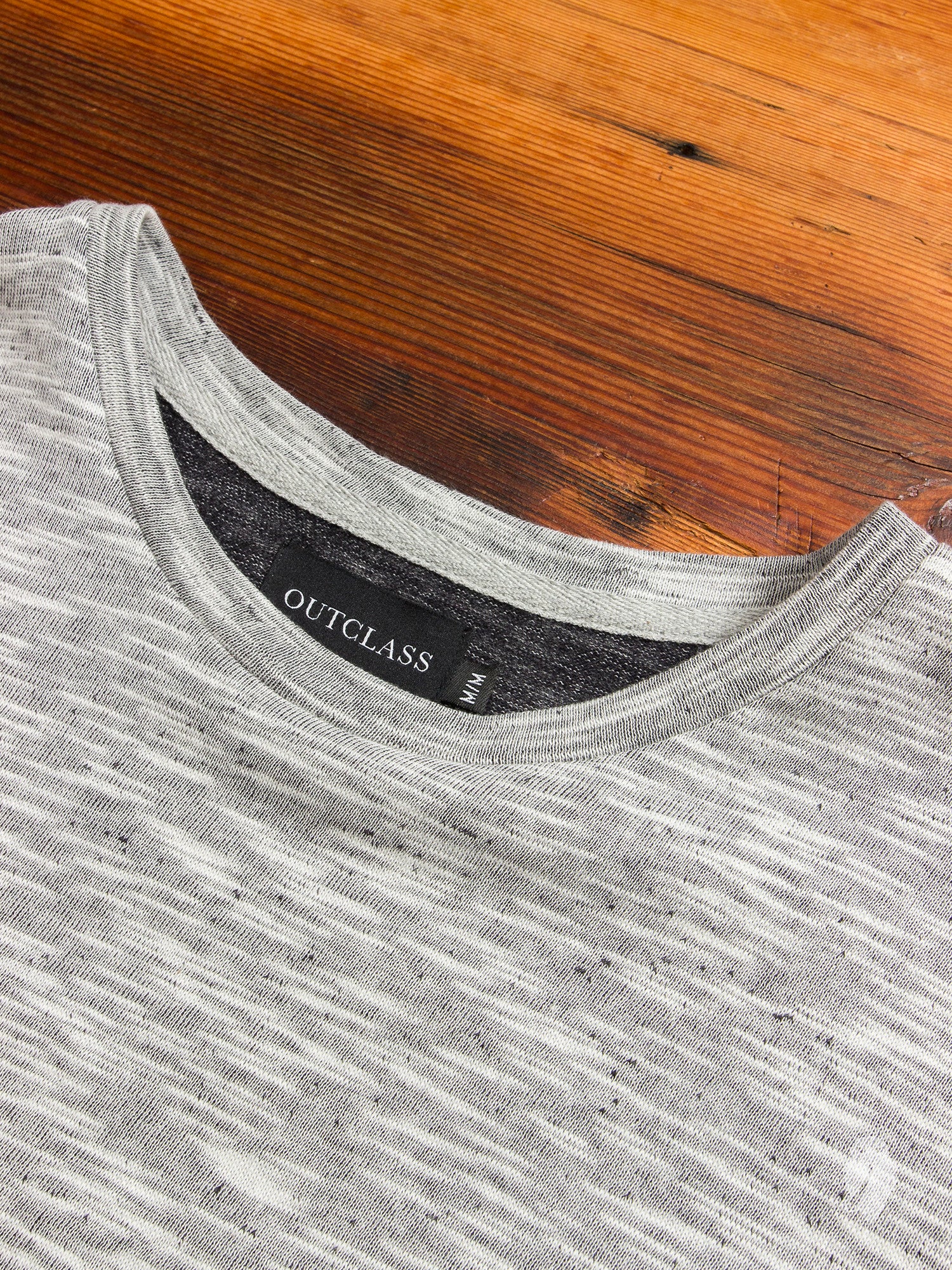 Slub Long Sleeve T-Shirt in Mixed Grey - Image 2