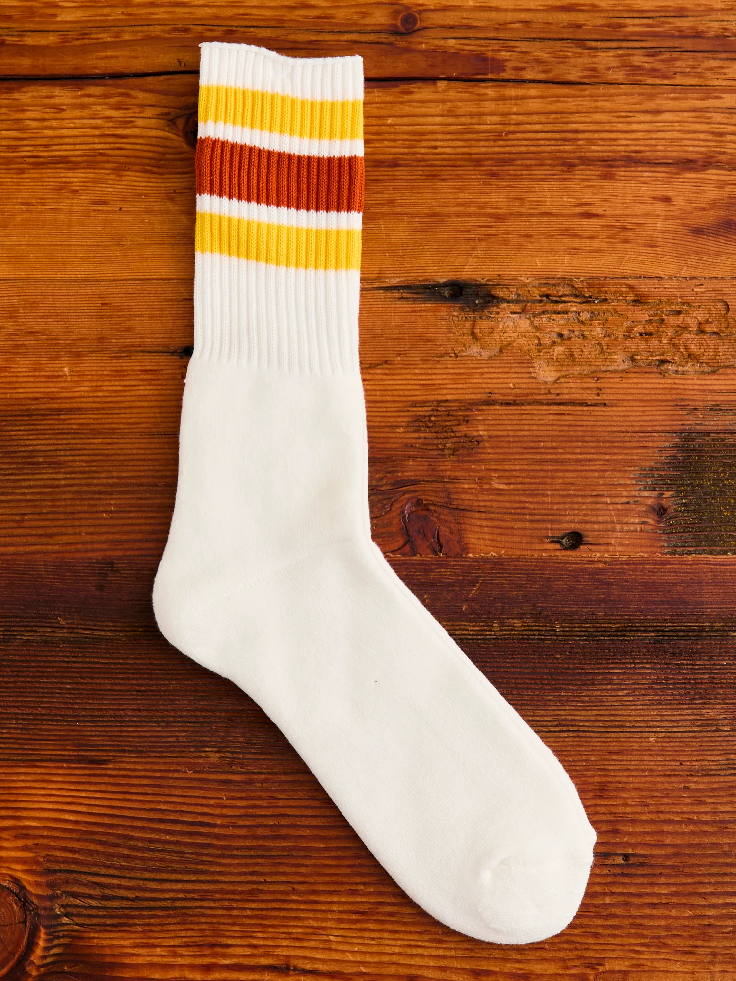 3 Line Crew Length Sock in Orange - Image 2