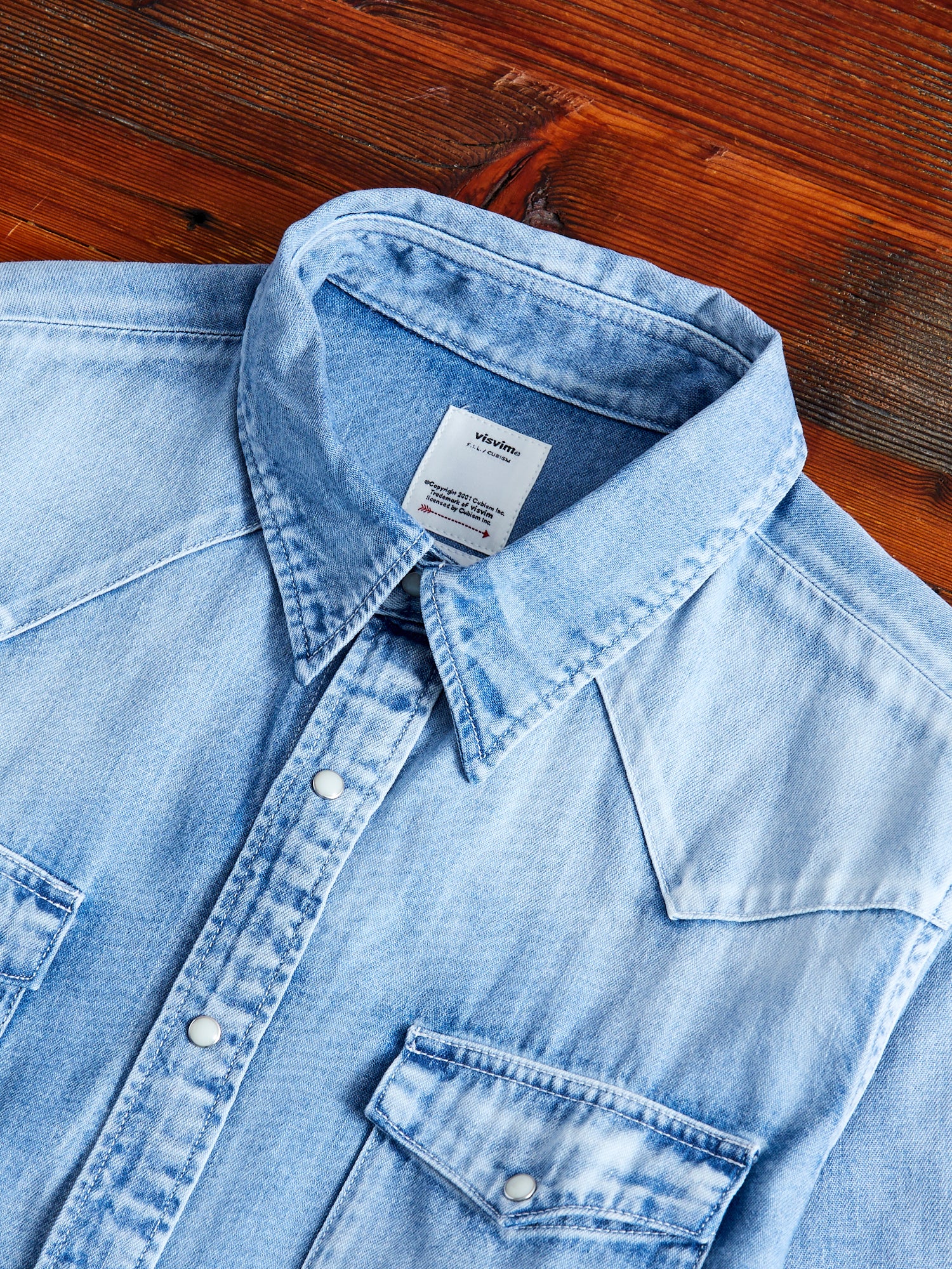 FW24 Social Sculpture Shirt Damaged in Light Indigo - Image 3
