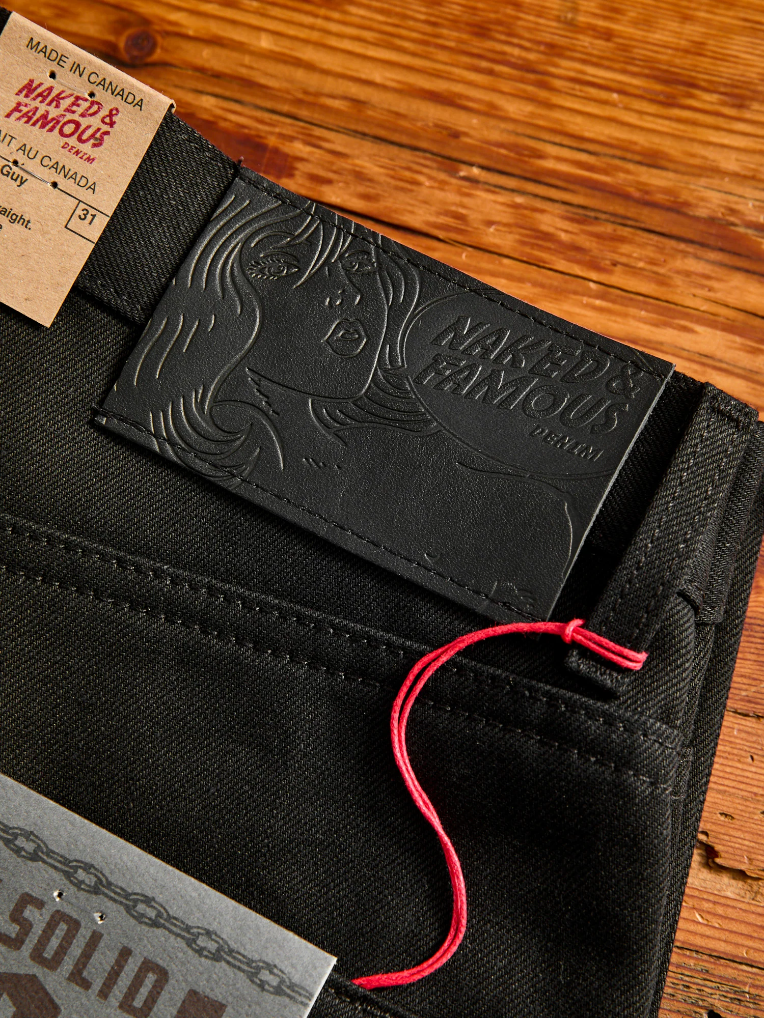 "Solid Black" 13oz Selvedge Denim - Strong Guy Fit - Image 5