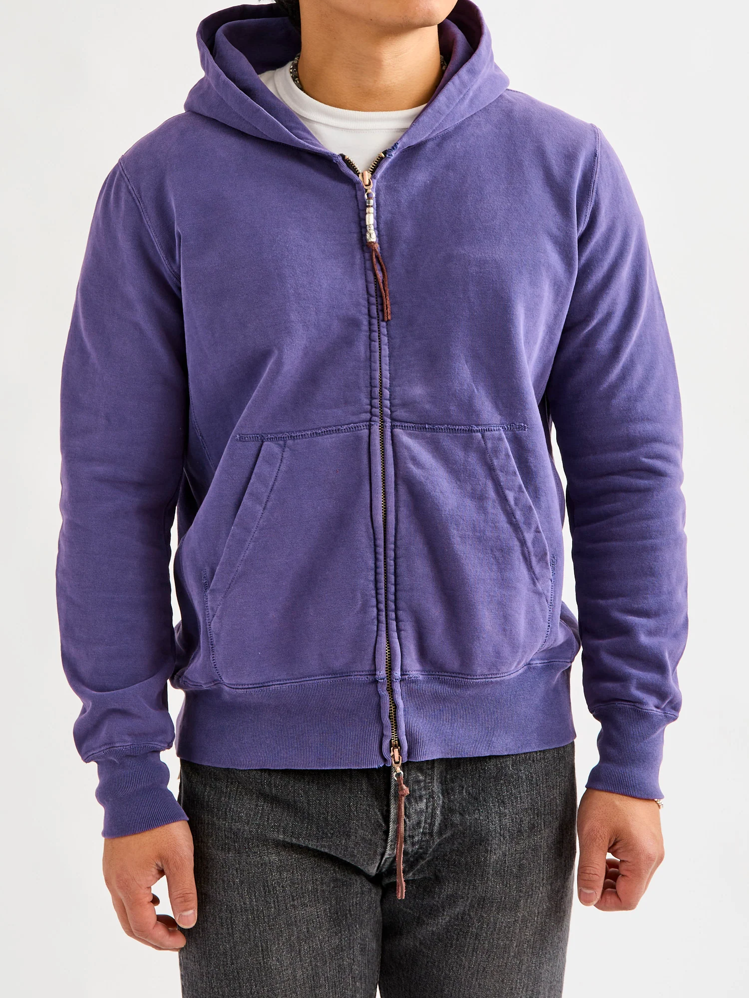 Special Finish Zip Hoodie in Purple Navy - Image 2