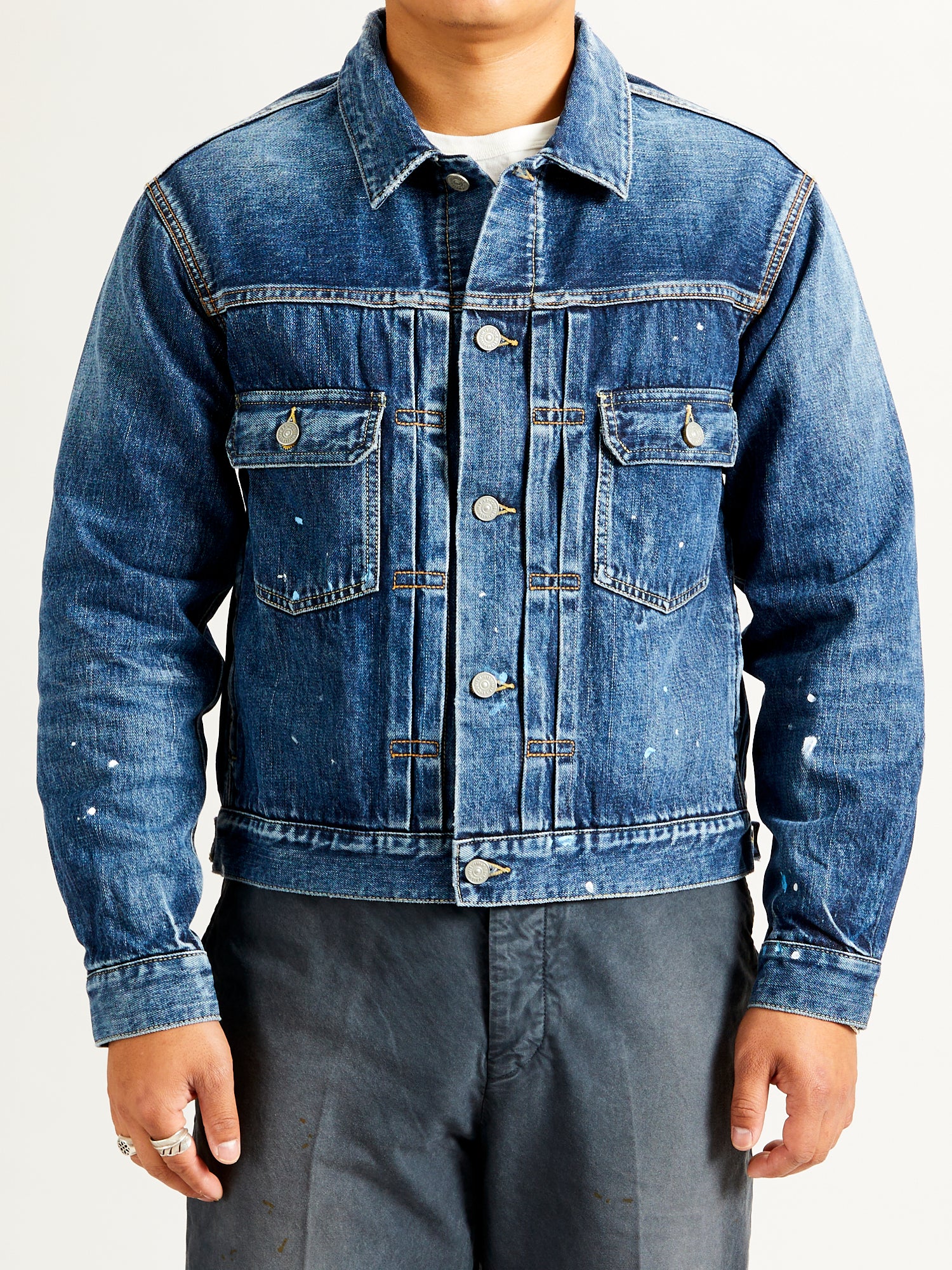 SS 101 Damaged Denim JKT in 1010 Washed Indigo - Image 2