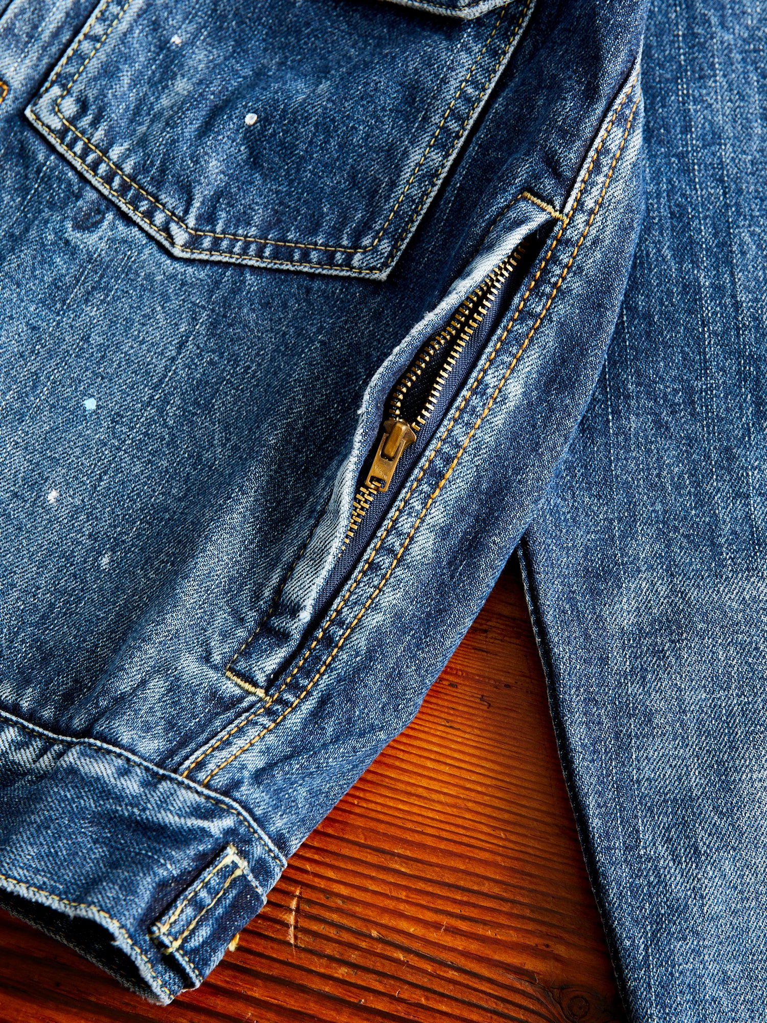 SS 101 Damaged Denim JKT in 1010 Washed Indigo - Image 5