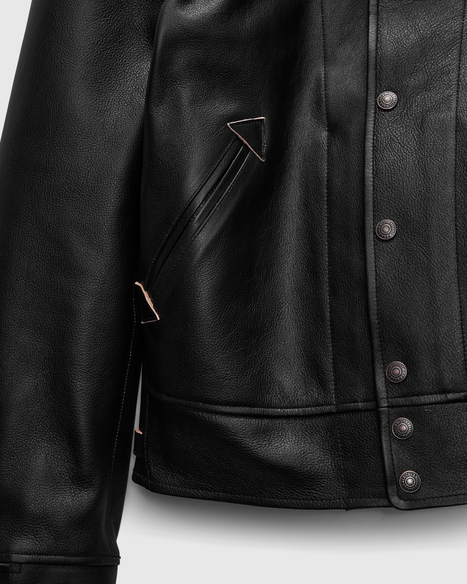 "Stallion" Campus Stud Leather Jacket in Black Teacore - Image 8