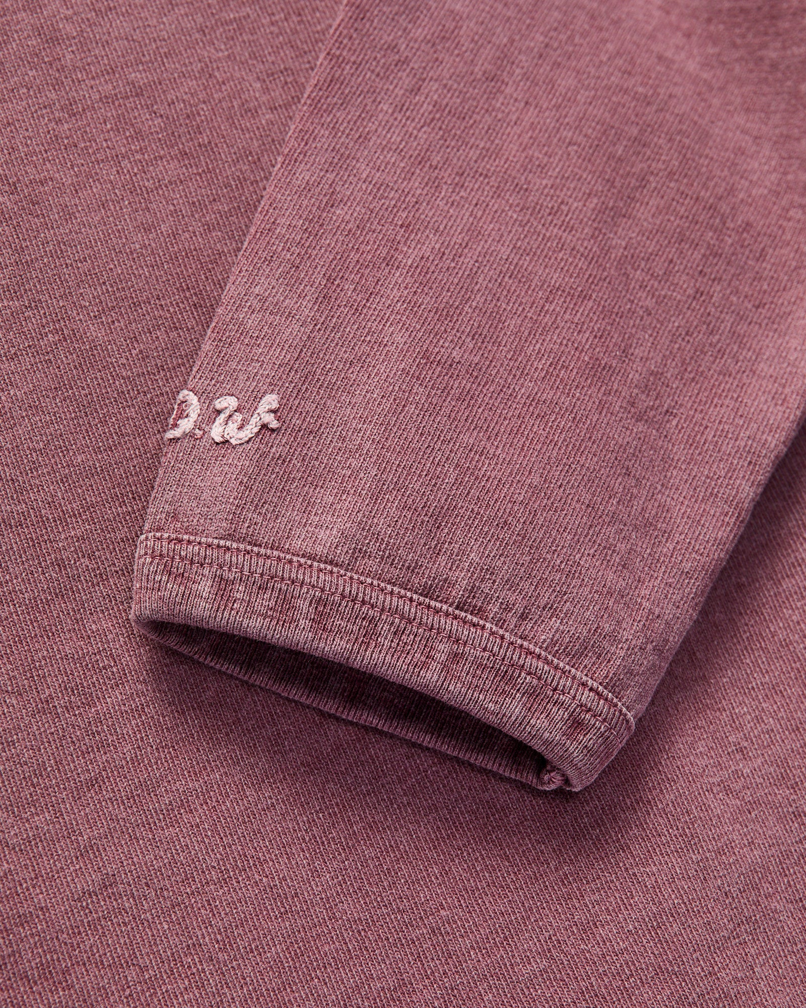 Stand Wheeler Long Sleeve Pigment-Dyed Tee in Bordeaux - Image 5