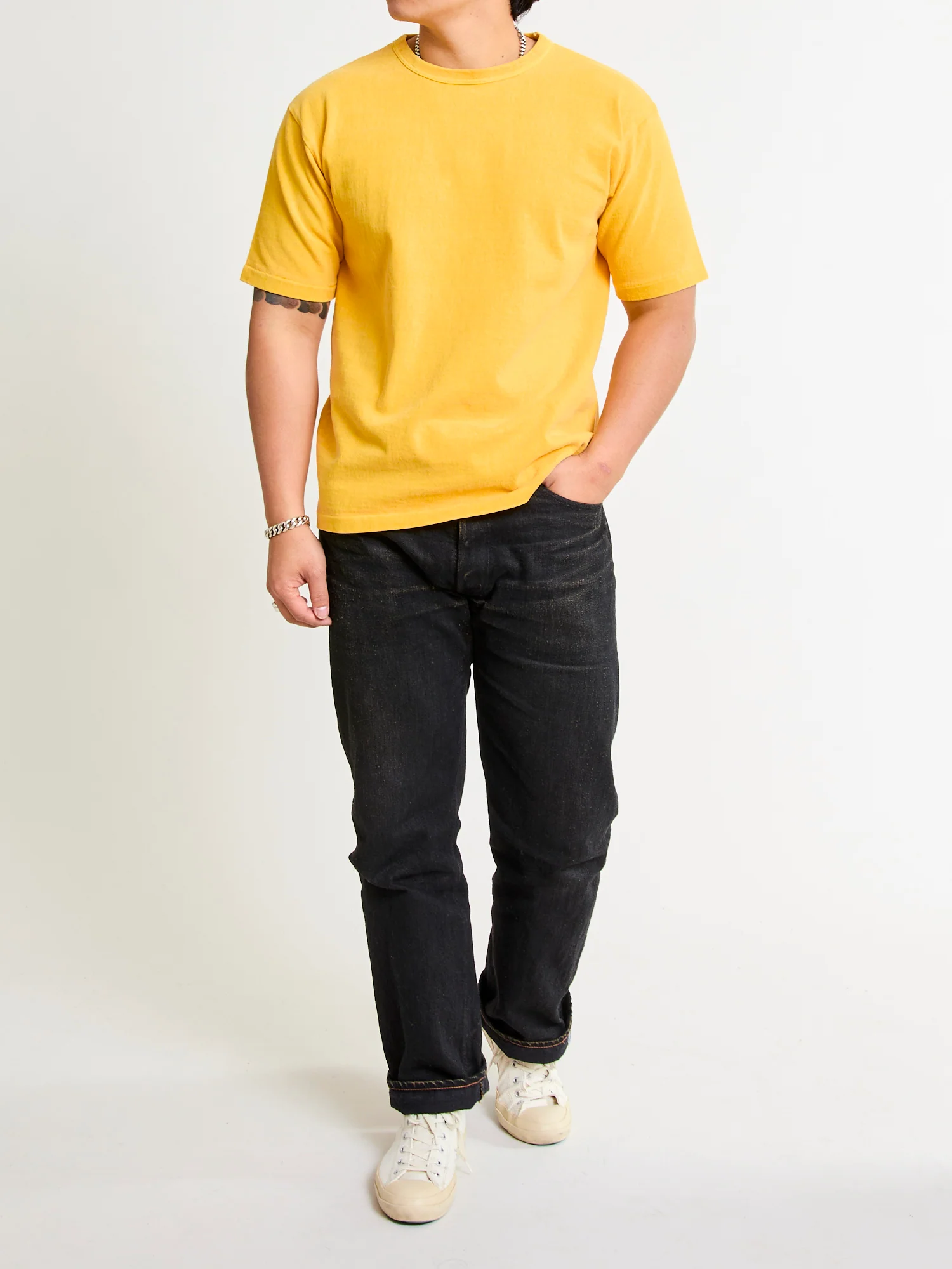 Stand Wheeler Pigment-Dyed T-Shirt in Gold - Image 7