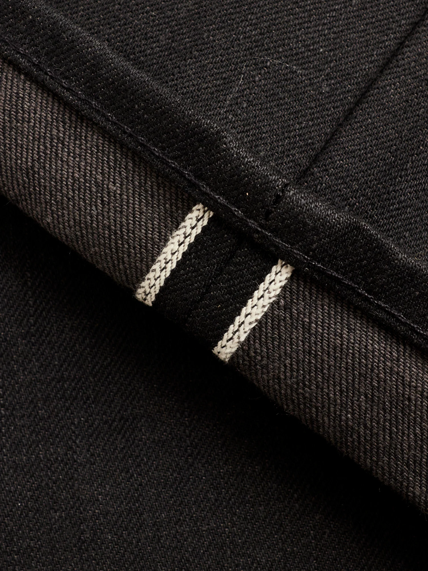 "Stealth" 15oz Black Selvedge Denim in Silveridge - Image 9