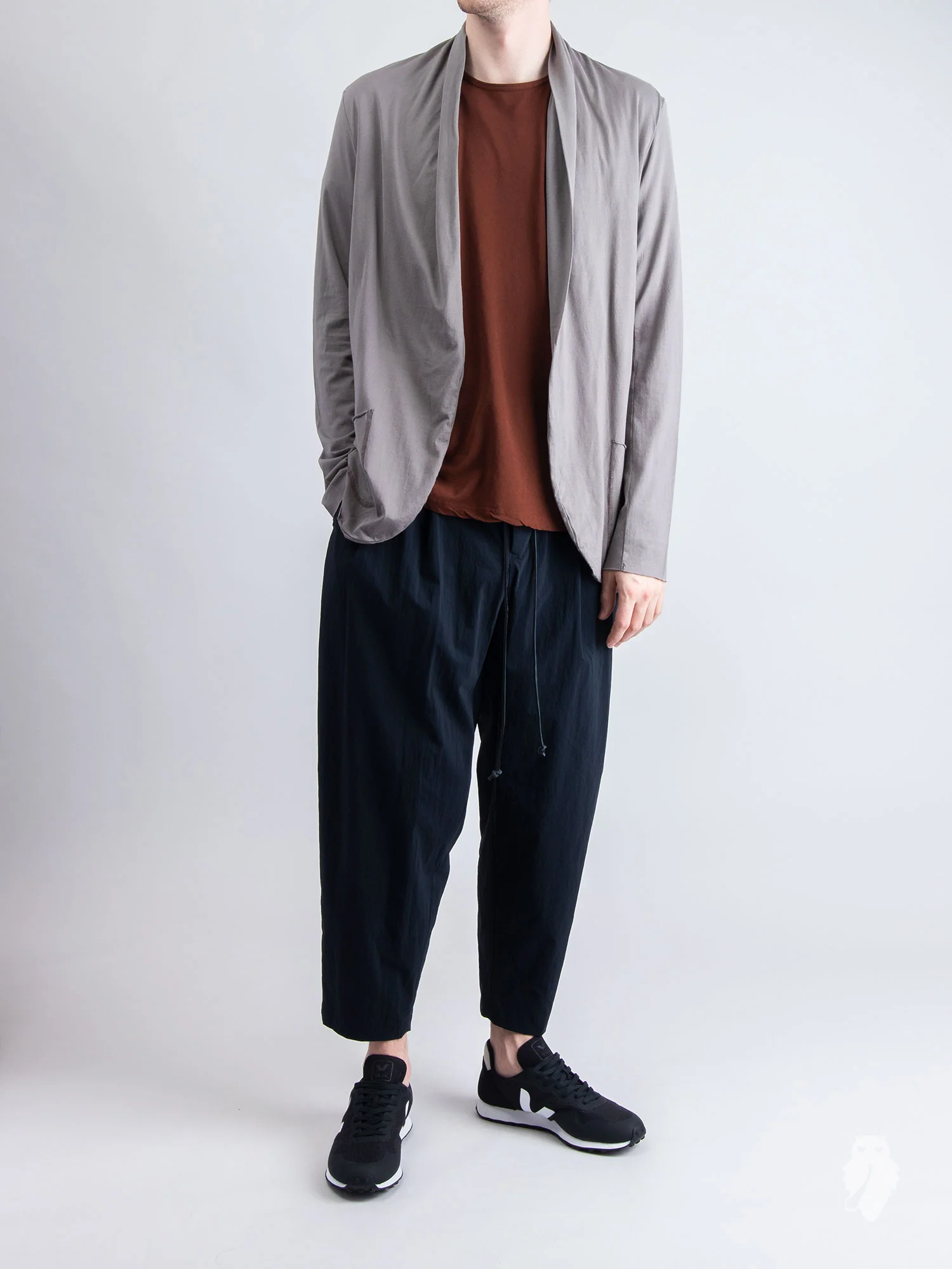 Stole Collar Cardigan in Grey - Image 7