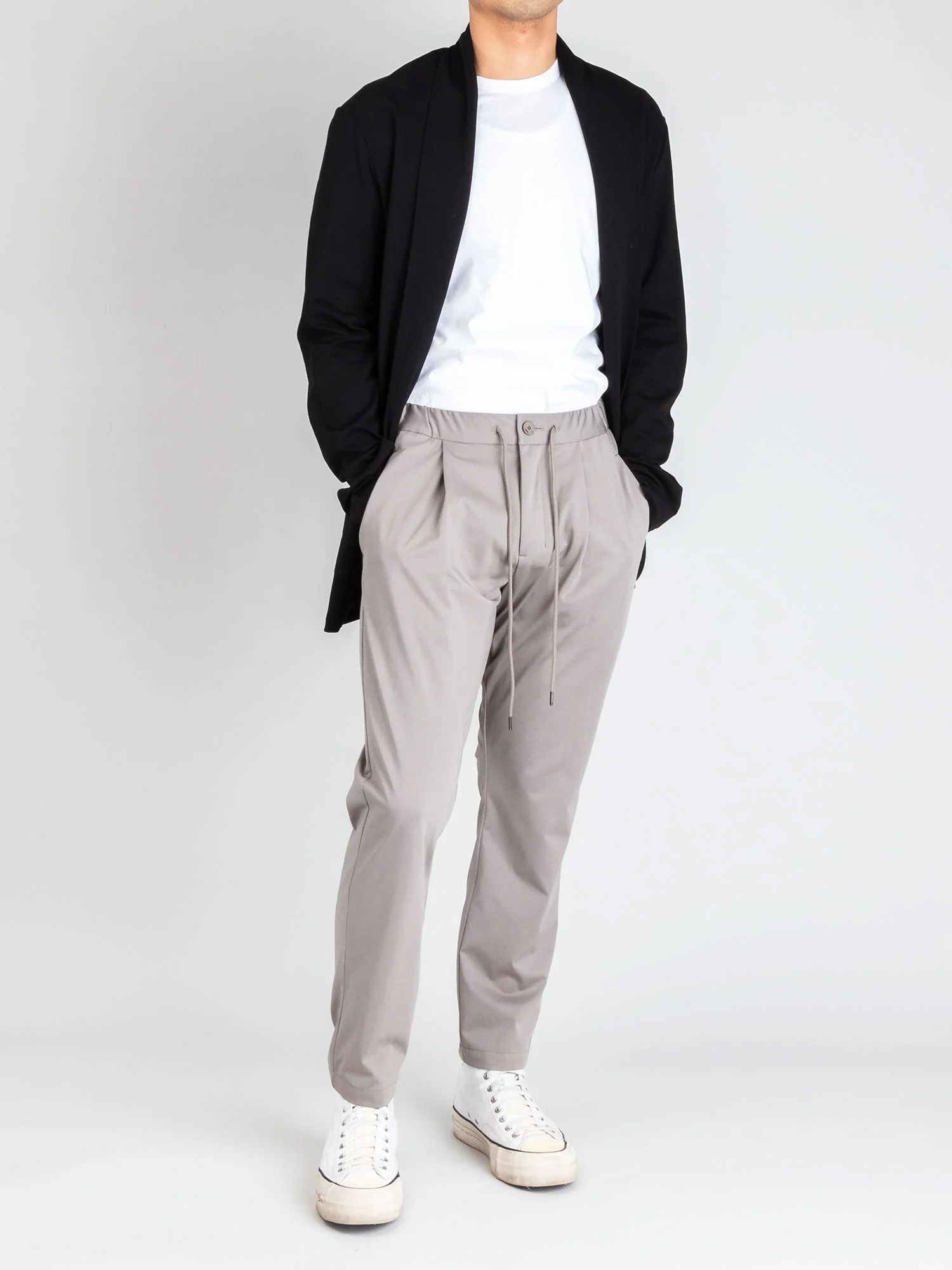 Stretch Pleated Easy Pants in Khaki Grey - Image 12