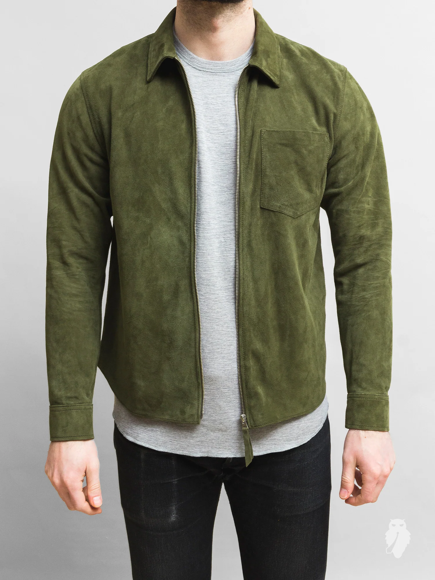 Suede Zip Shirt in Birch - Image 2