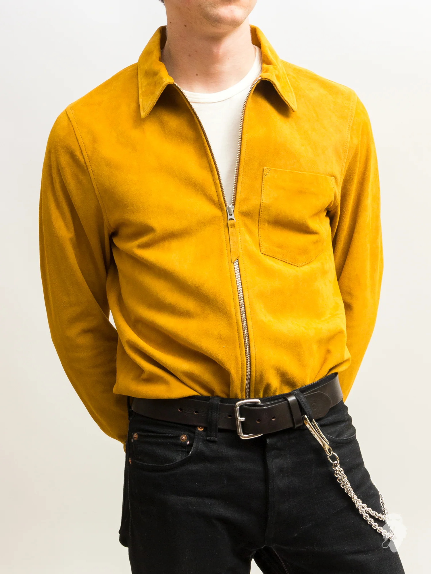 Suede Zip Shirt in Lion - Image 4
