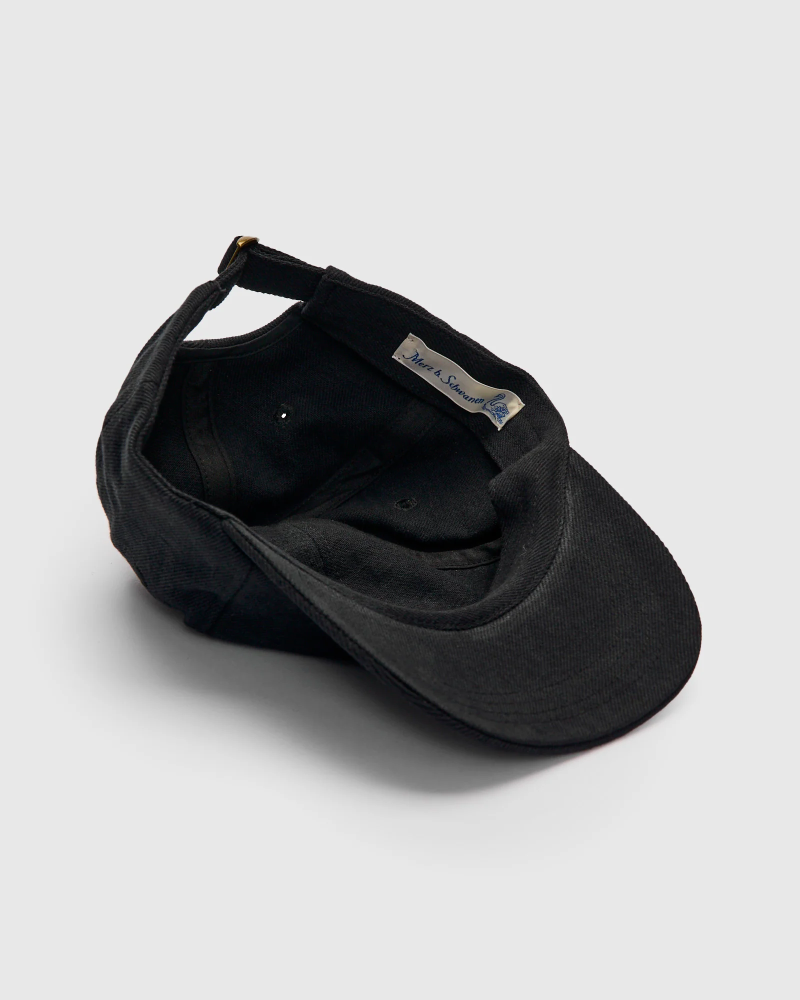 Swan Logo Heavy Twill Cap in Deep Black - Image 4