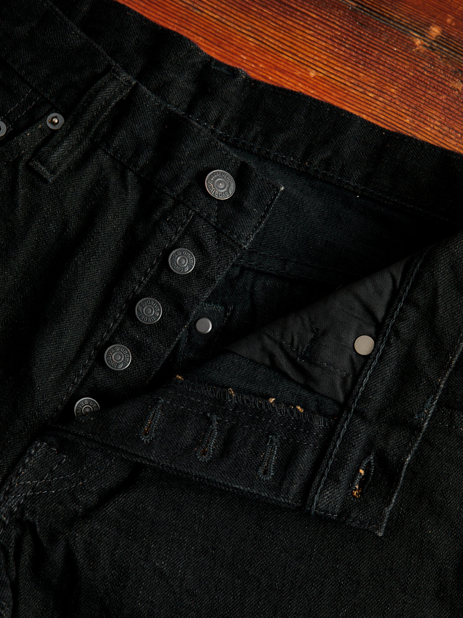 TCD-005-BK "Teacore Black" 14oz Rinsed Black Selvedge Denim - Slim Straight Fit - Image 7