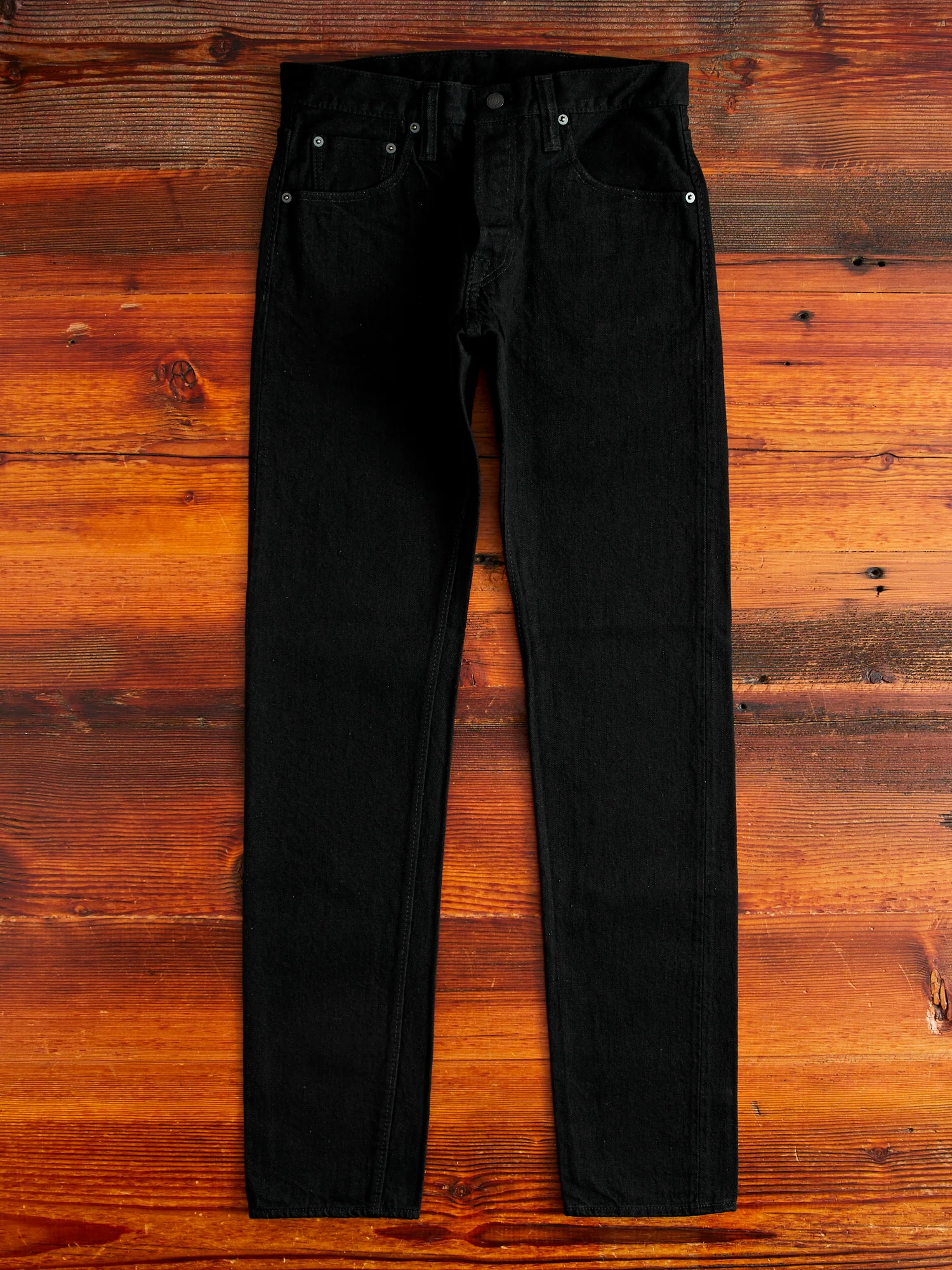 TCD-013-BK "Teacore Black" 14oz Rinsed Black Selvedge Denim - Slim Tapered Fit - Image 4