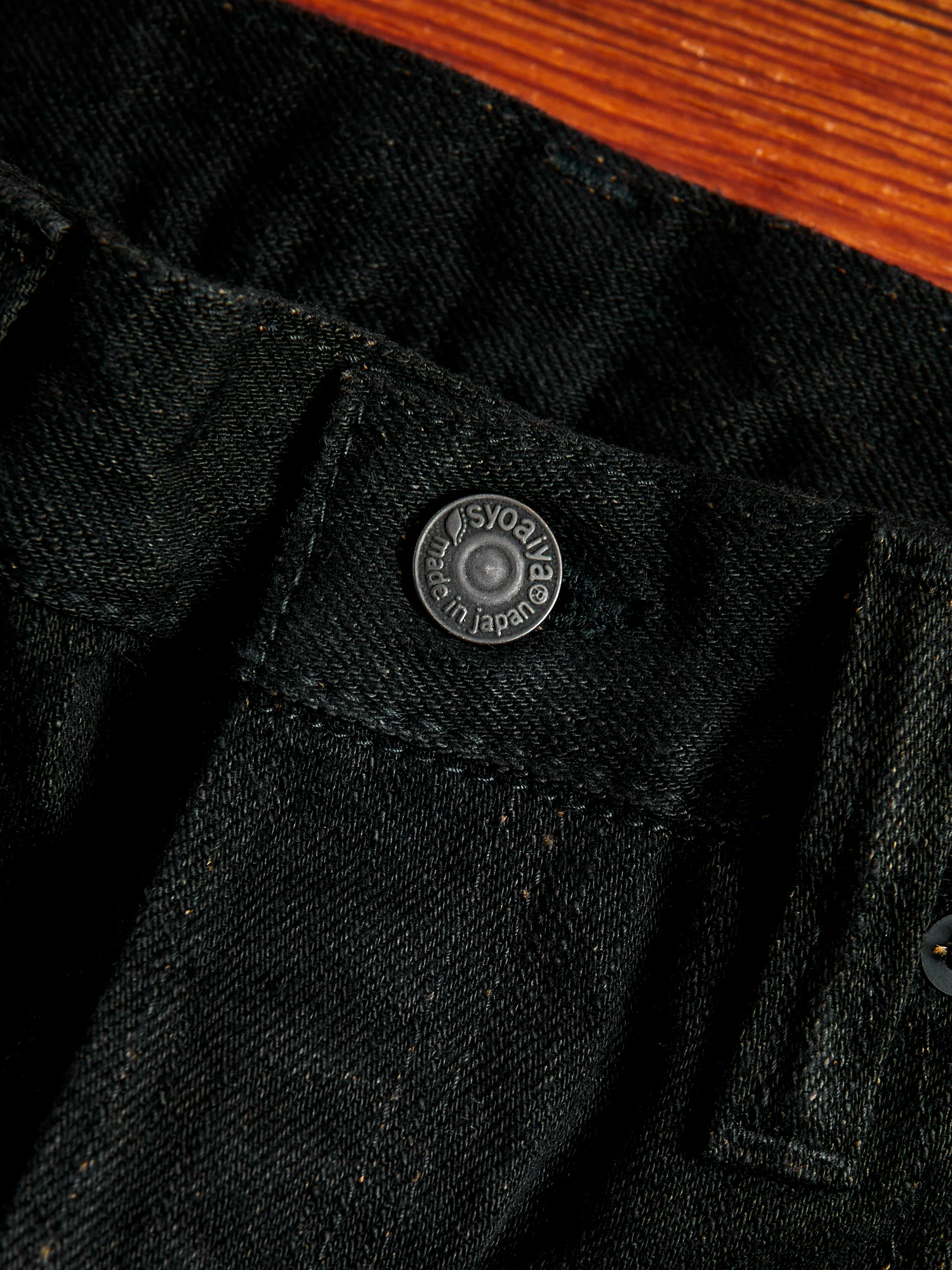 TCD-013-BK "Teacore Black" 14oz Rinsed Black Selvedge Denim - Slim Tapered Fit - Image 6