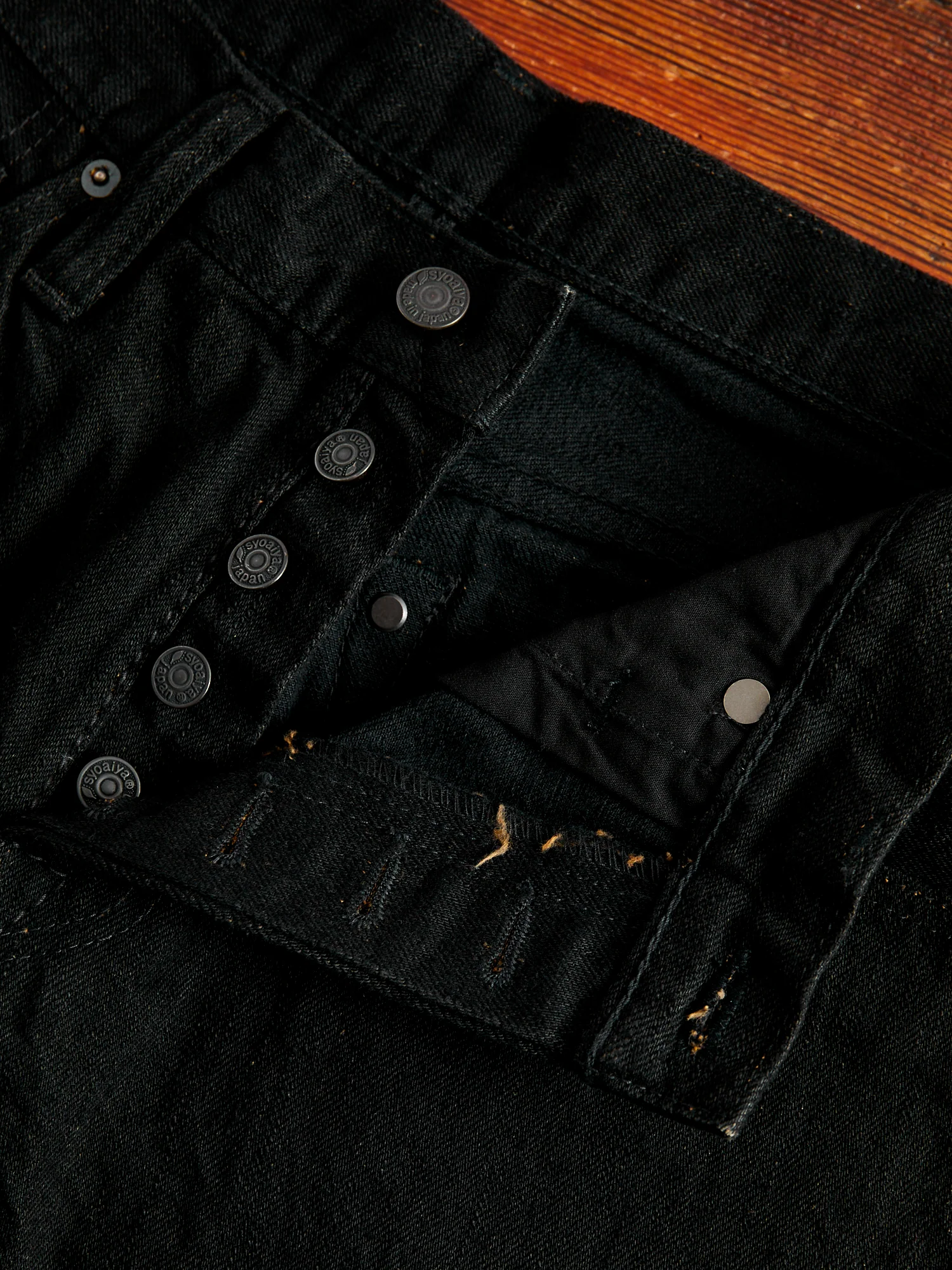 TCD-013-BK "Teacore Black" 14oz Rinsed Black Selvedge Denim - Slim Tapered Fit - Image 7