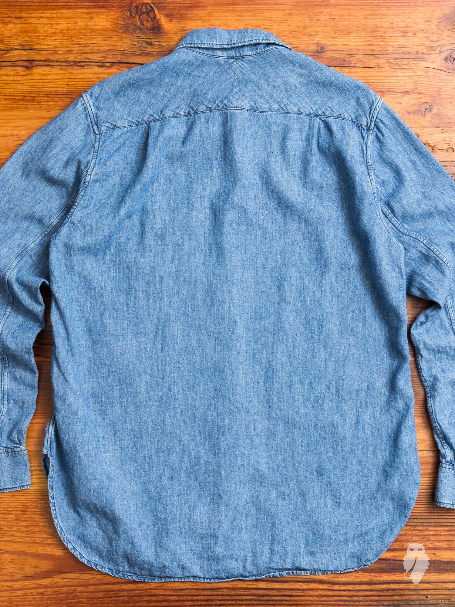 "Ted" Denim Shirt in Bleached Indigo - Image 7