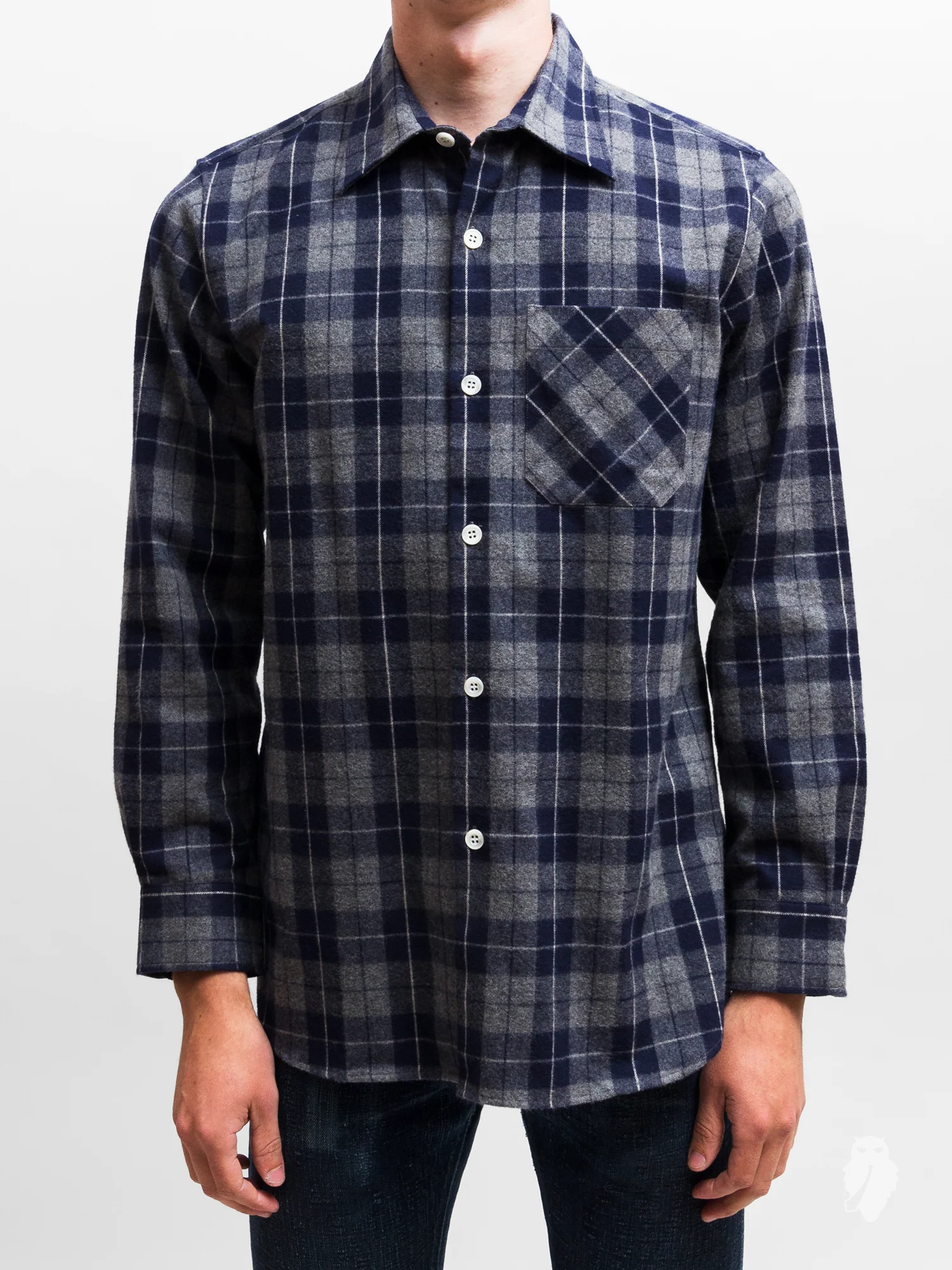 "Ted" Shaggy Flannel Shirt in Navy - Image 2