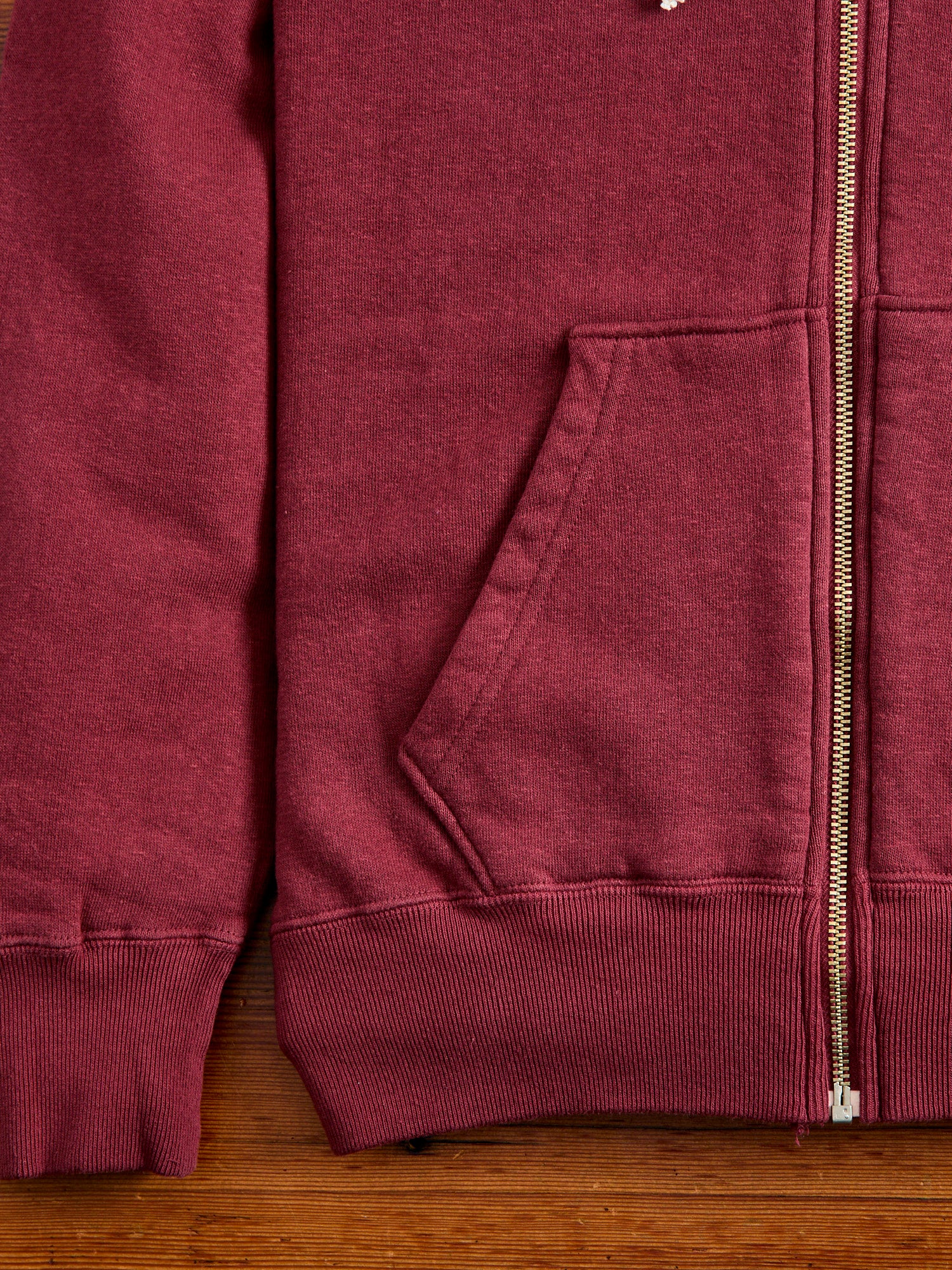 Tsuriami Loopwheel Zip Hoodie in Burgundy - Image 6
