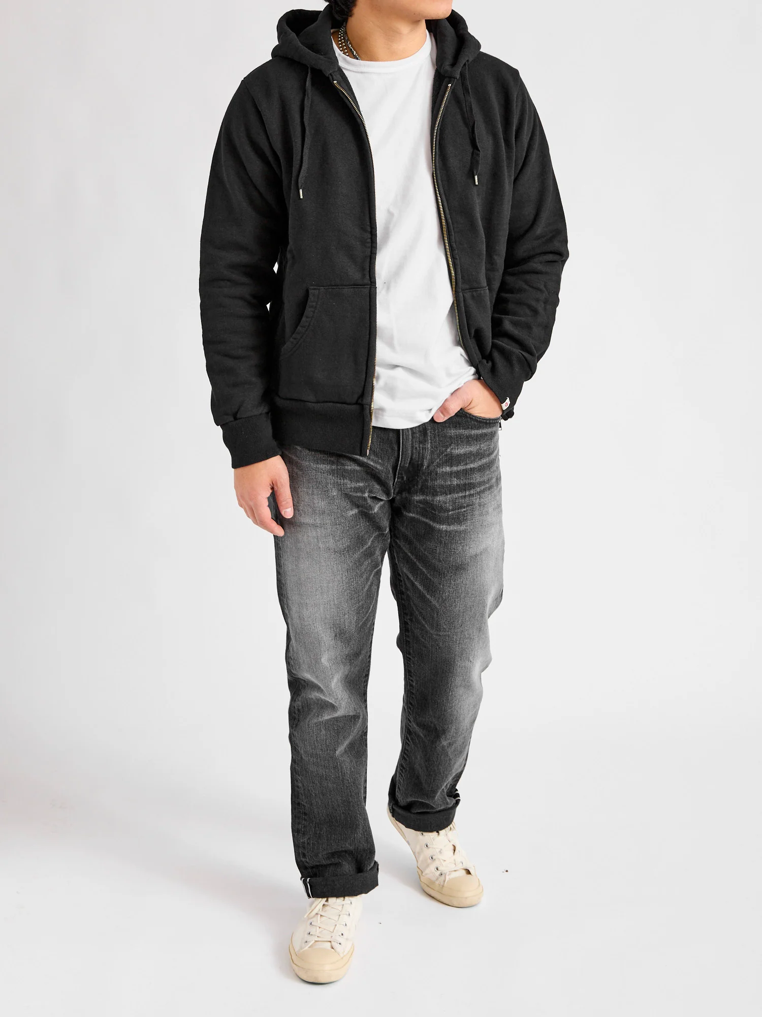 Tube Knit Zip Hoodie in Black - Image 9