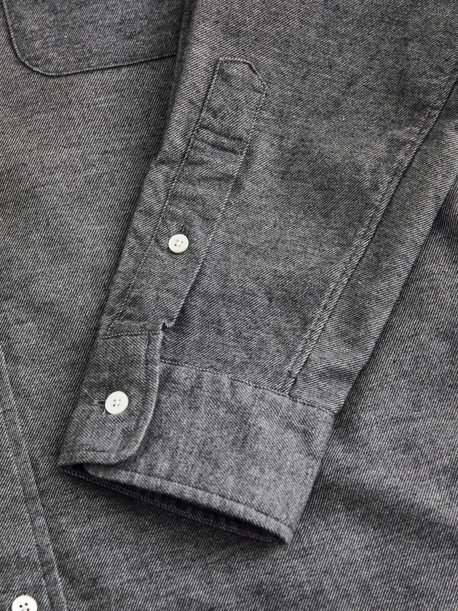 Twill Flannel Button-Down Shirt in Grey - Image 5