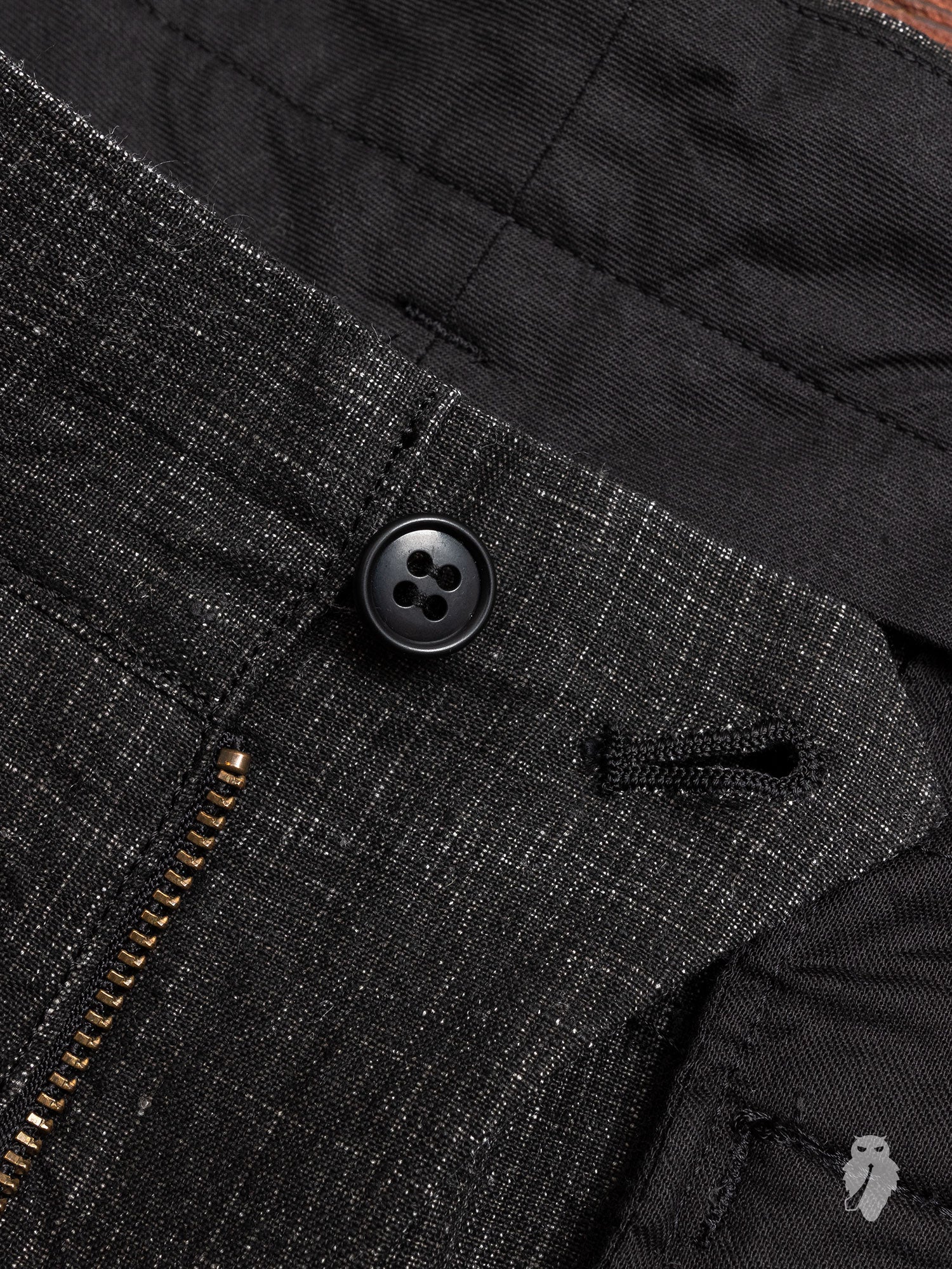 Two Tack Pegtop Pants in Black Linen - Image 6