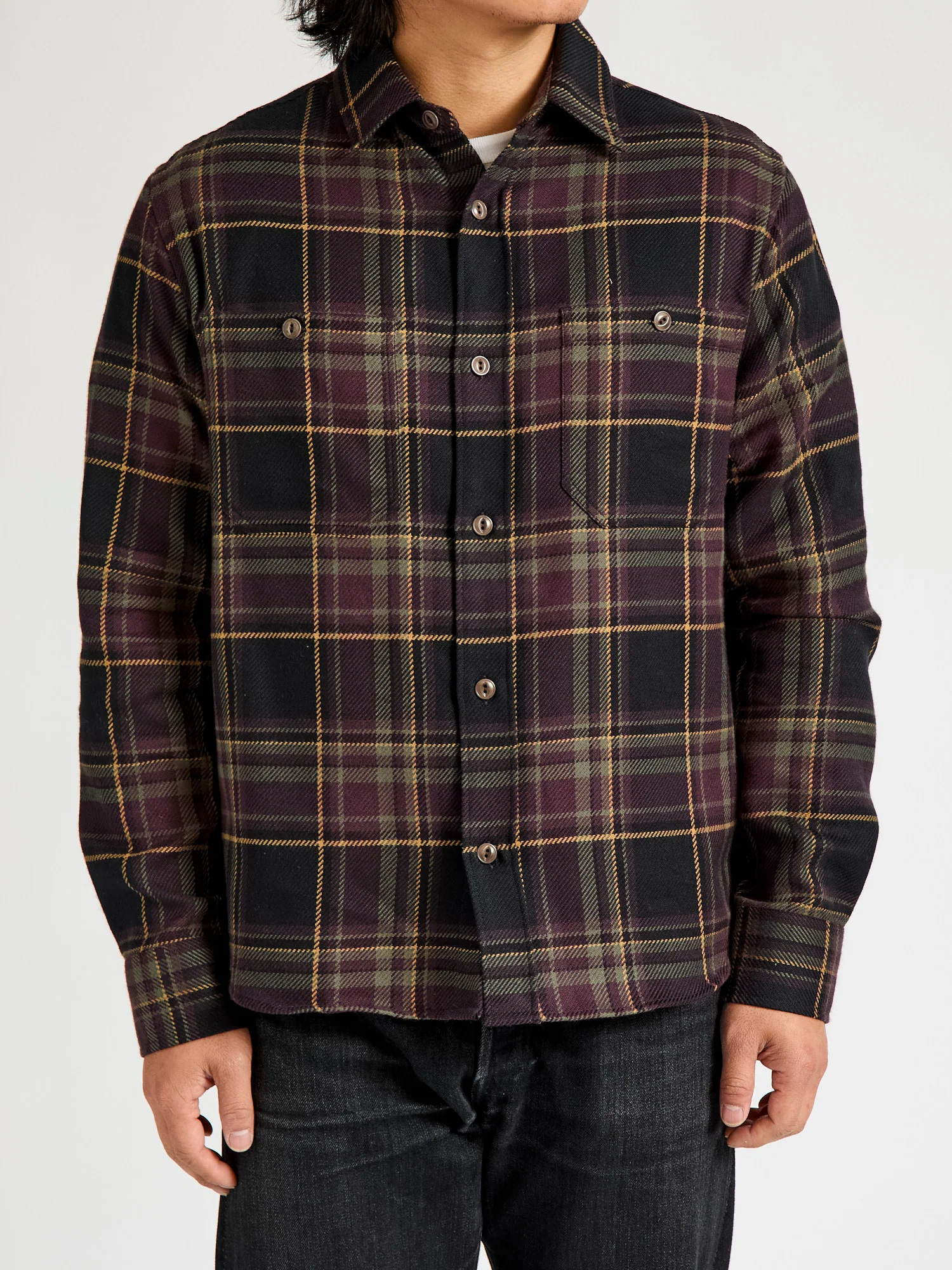 Utility Flannel in Black Olive Plaid - Image 2