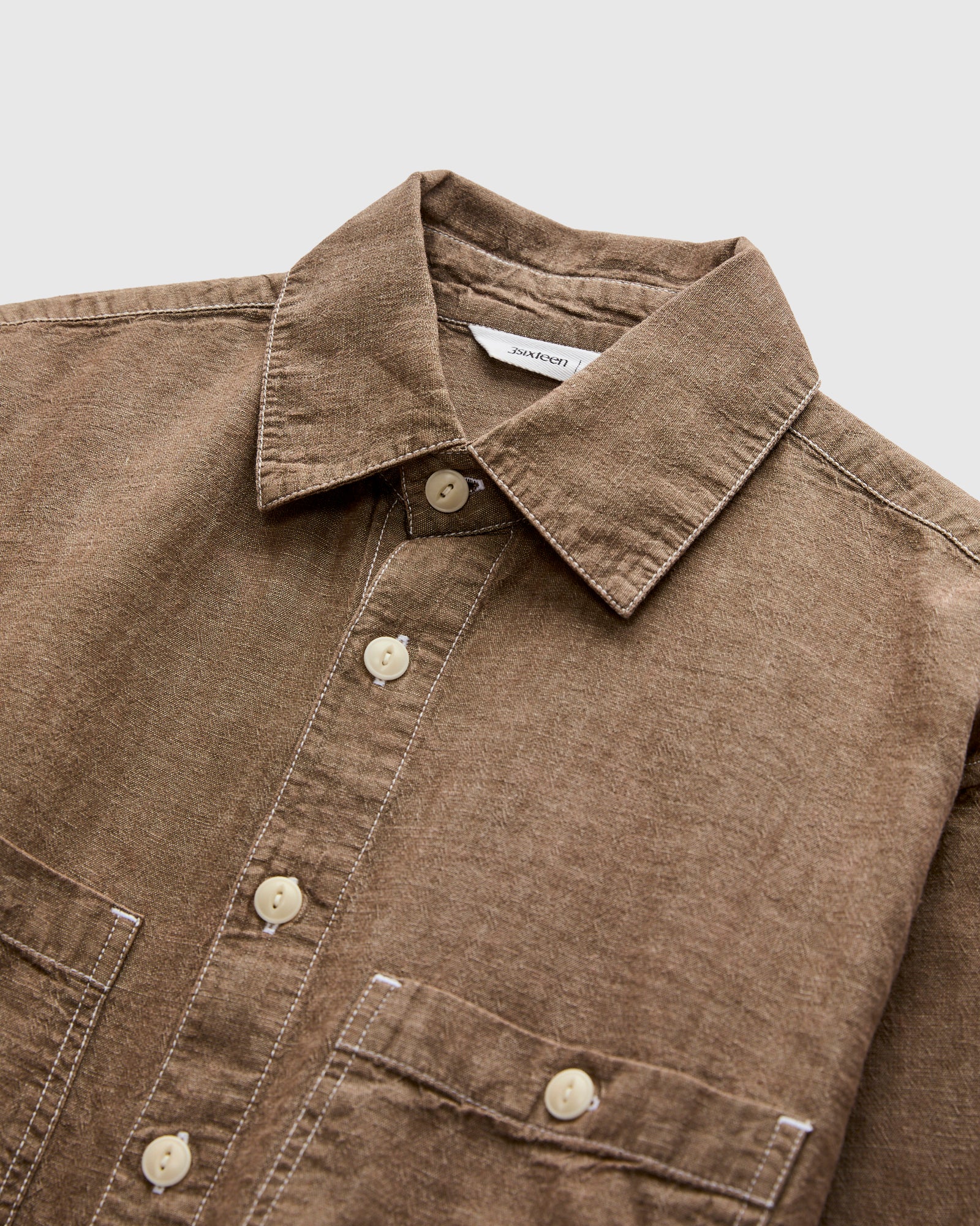 Utility Shirt in Brown Chambray - Image 3