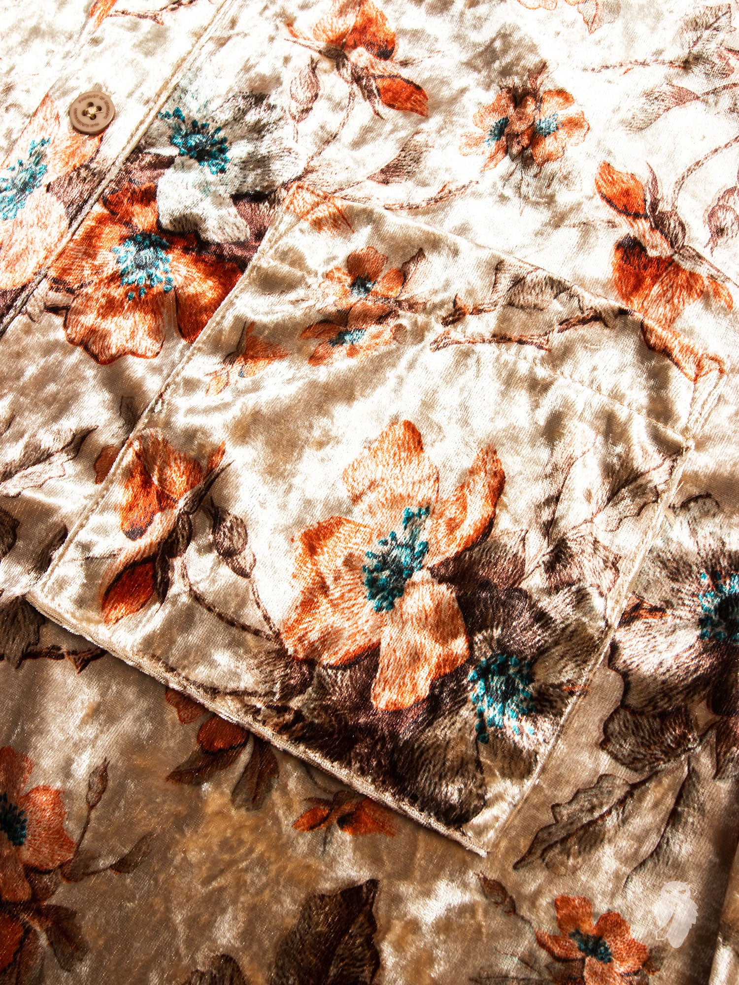 Velvet Flowers Button-Up Shirt in Bronze - Image 4