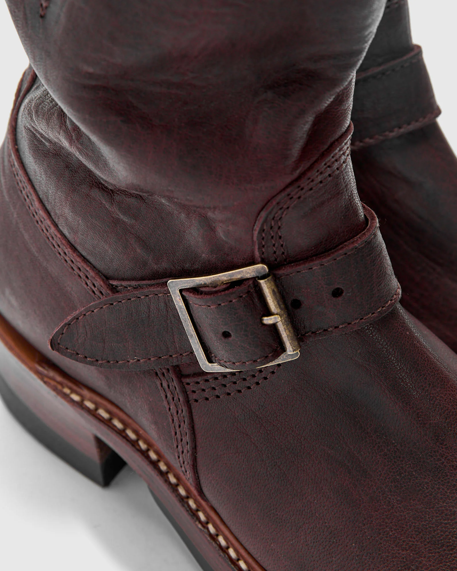 Wabash Engineer Boot in Burnt Burgundy Deerskin - Image 7