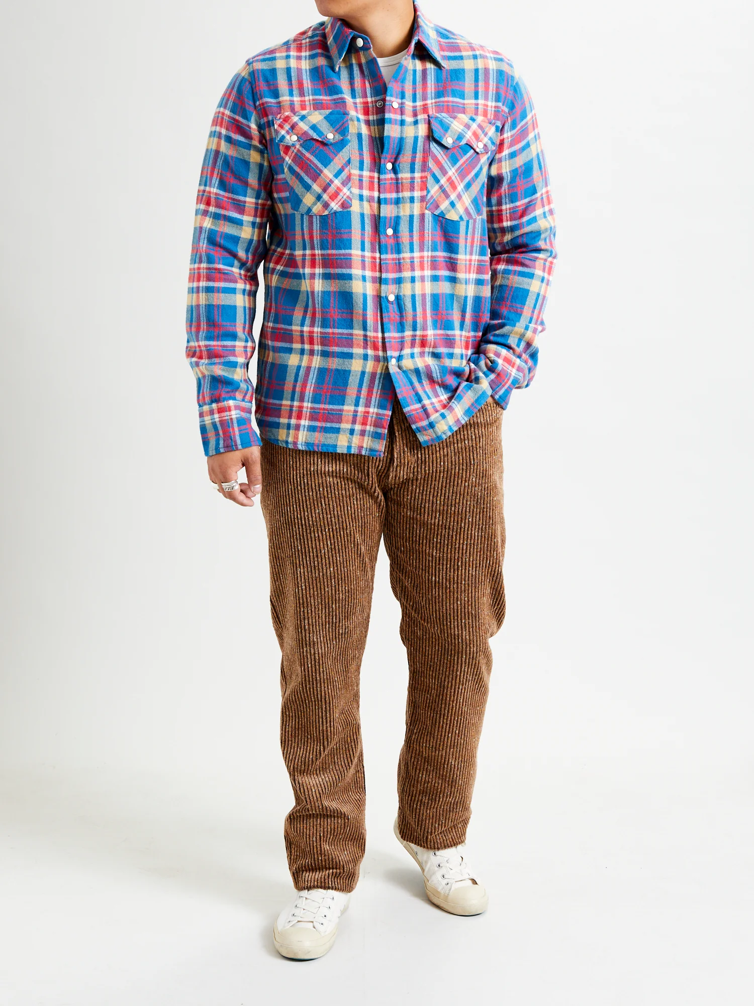 Washed Flannel Pearl Snap Shirt in Northwoods Plaids - Image 9