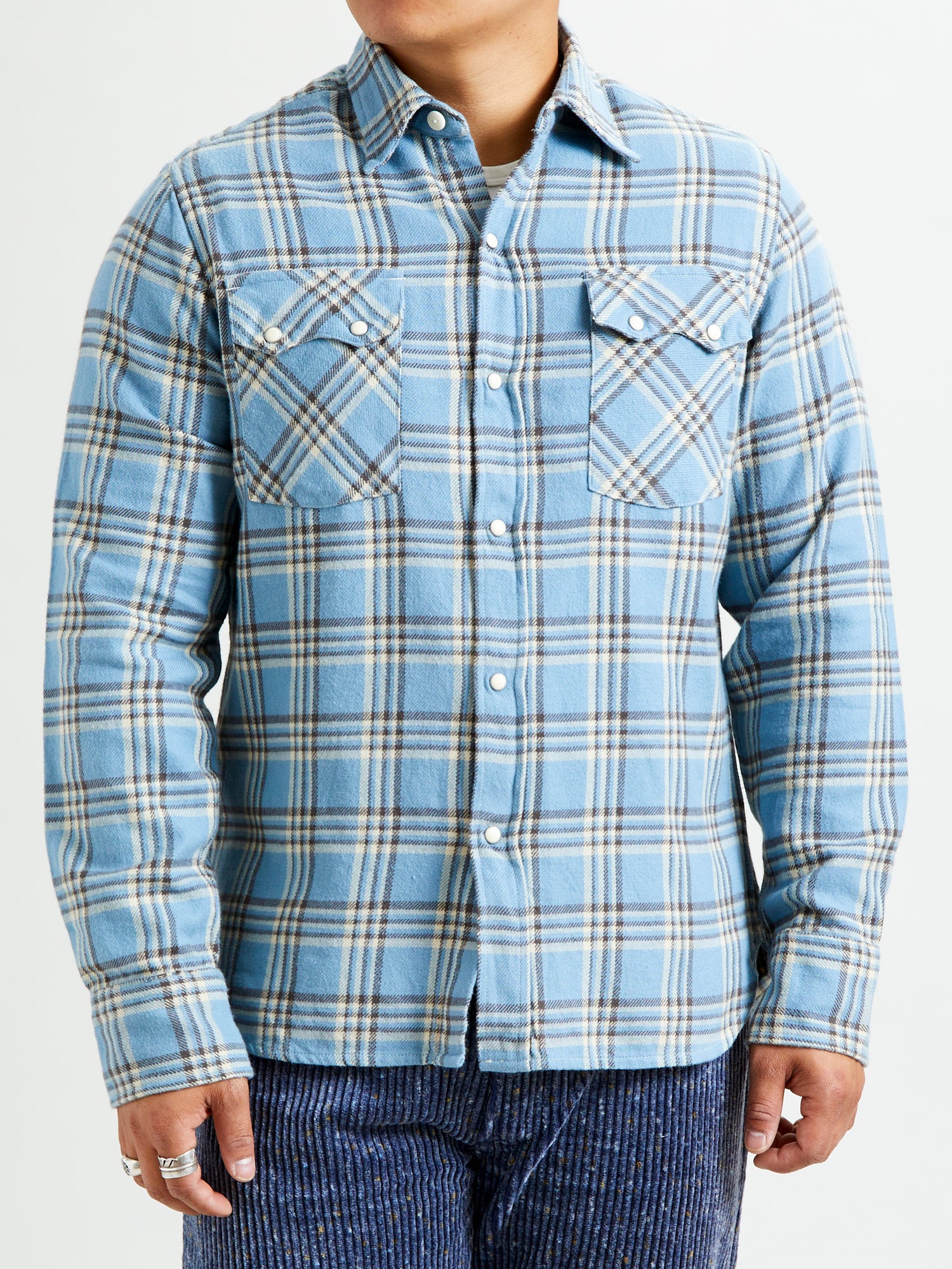 Washed Flannel Pearl Snap Shirt in Rogue River - Image 2